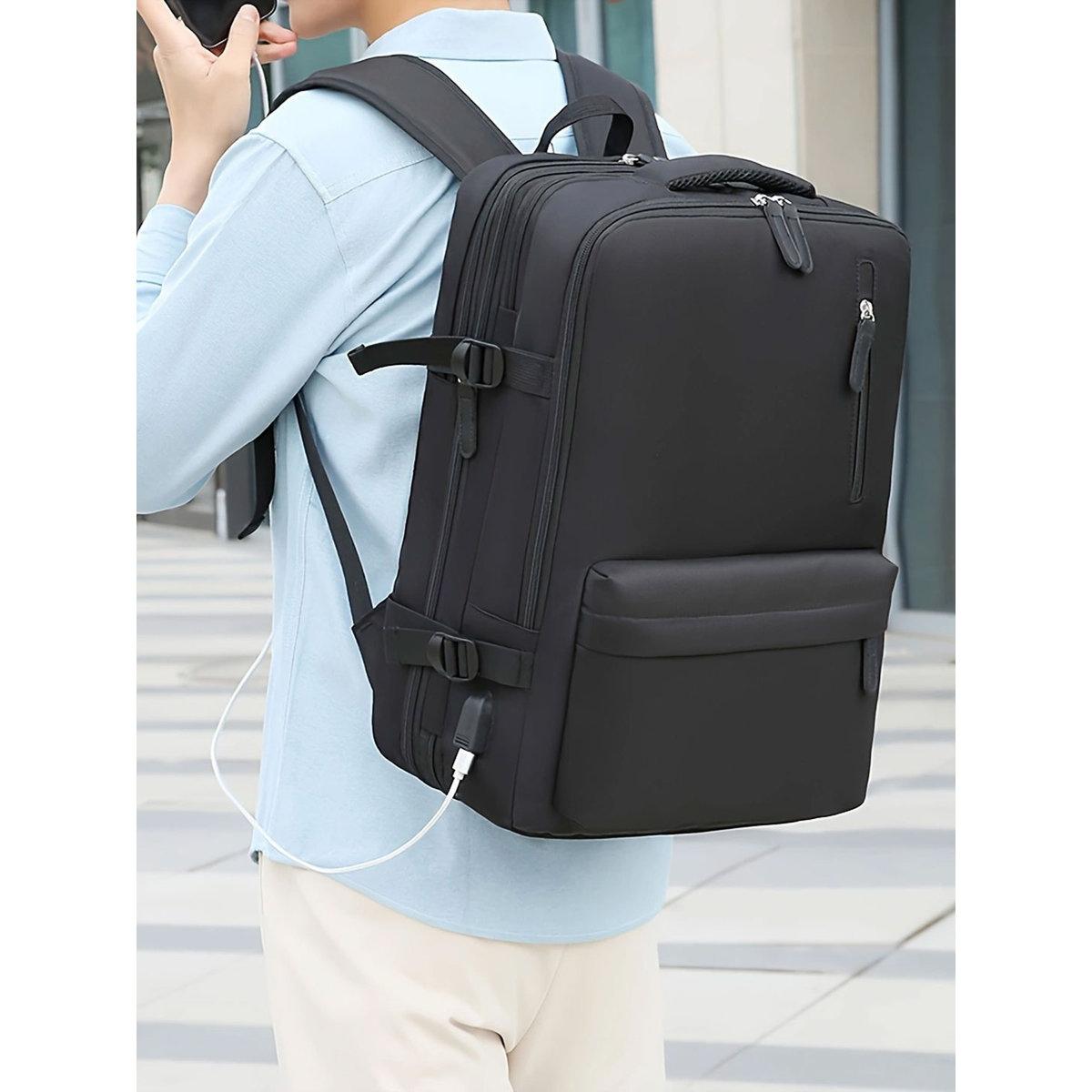 Take Two Black Travel Solid Zip Closure Backpack-men-bags-image-2