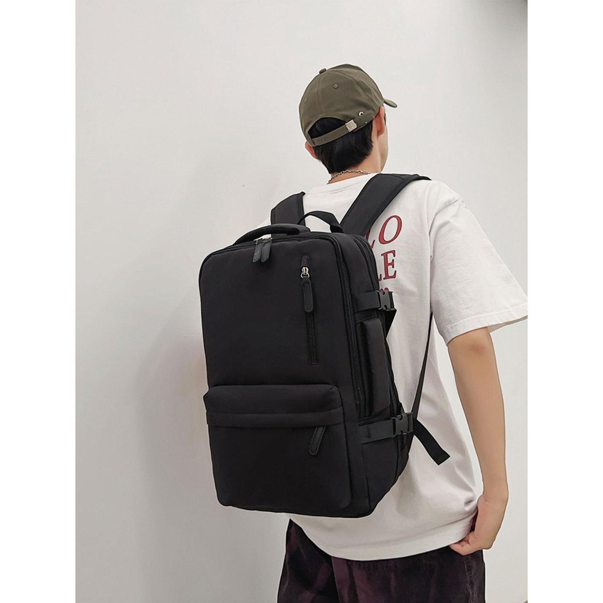 Take Two Black Travel Solid Zip Closure Backpack-men-bags-image-4