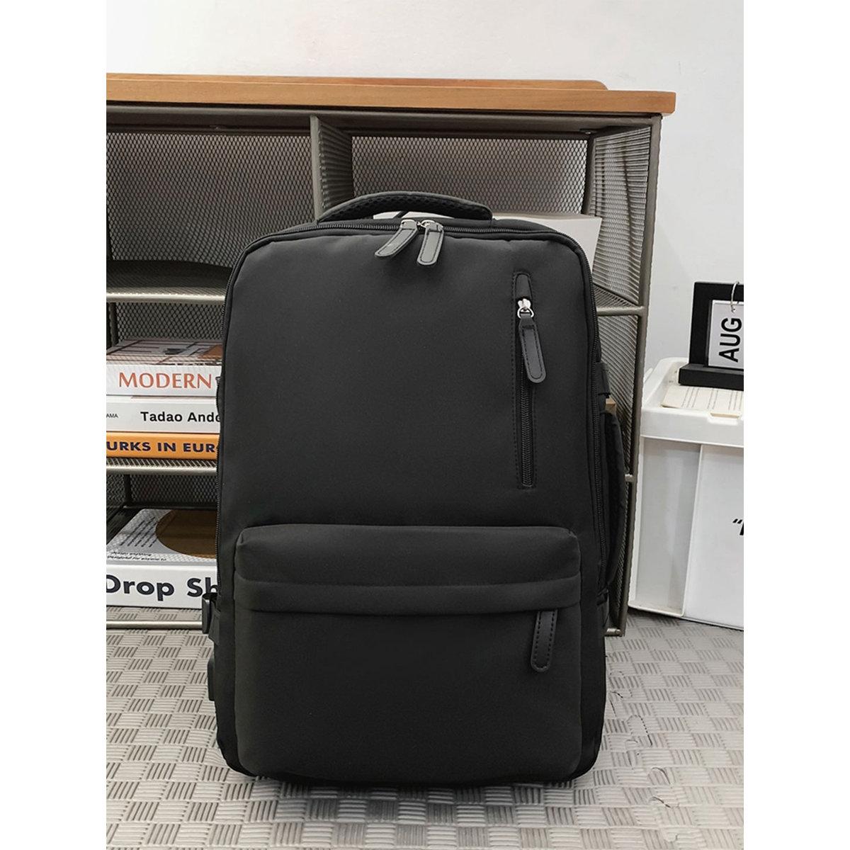 Take Two Black Travel Solid Zip Closure Backpack-men-bags-image-6