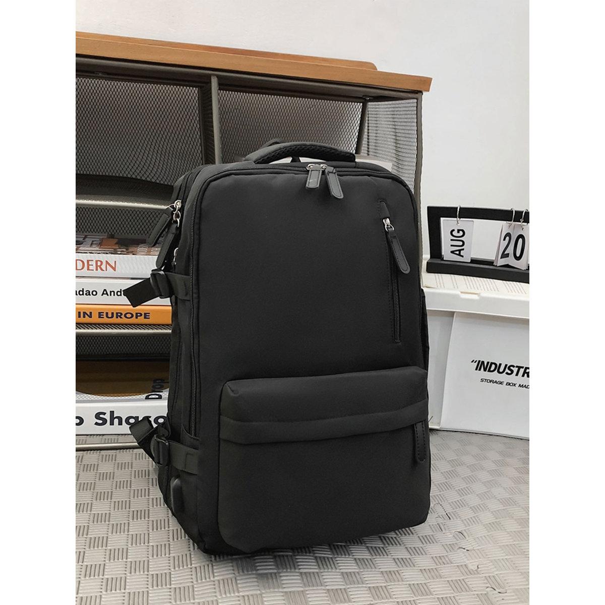 Take Two Black Travel Solid Zip Closure Backpack-men-bags-image-7