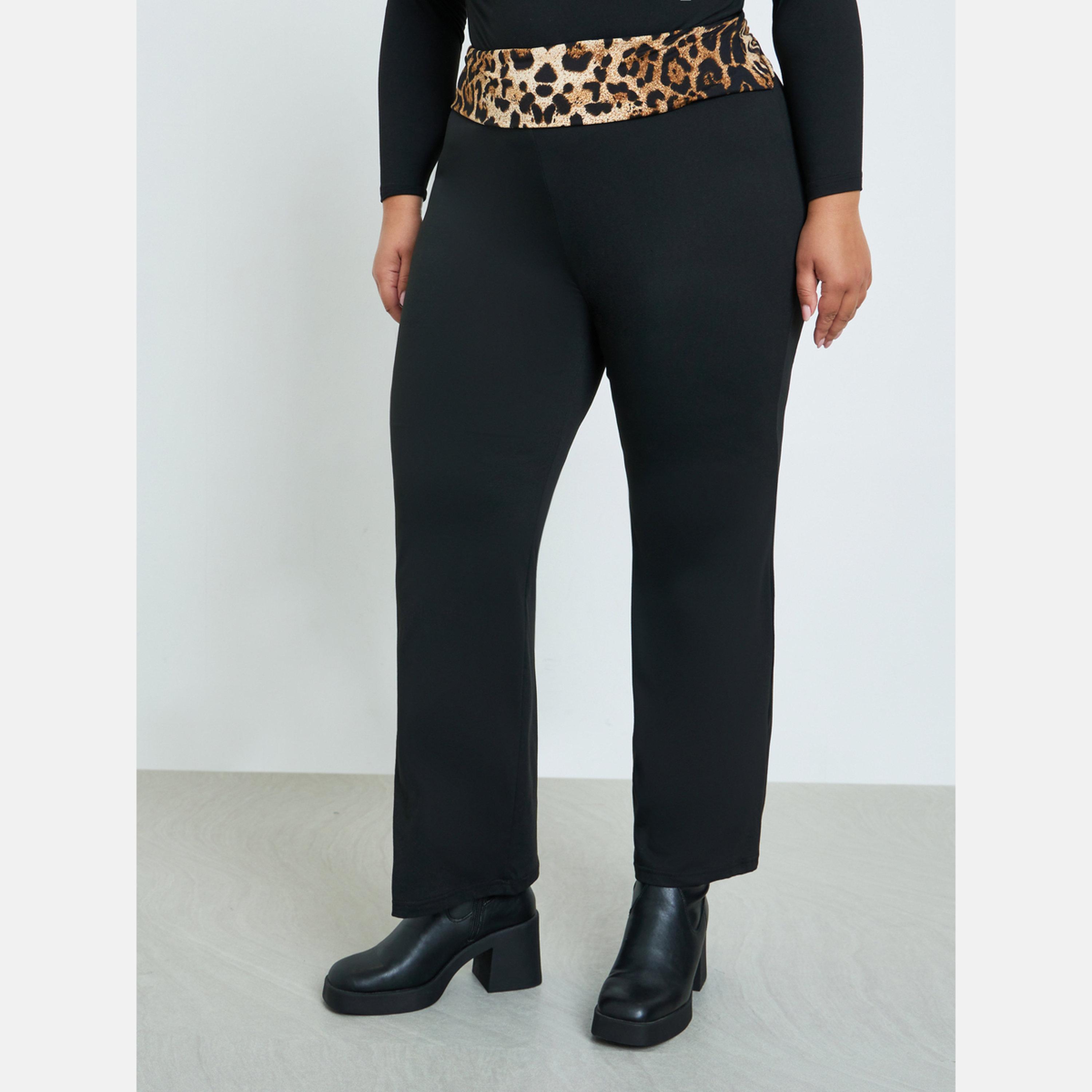 Styli Women Plus Size Black Leopard Waist Leggings-women-clothing-bottoms-leggings-image-1