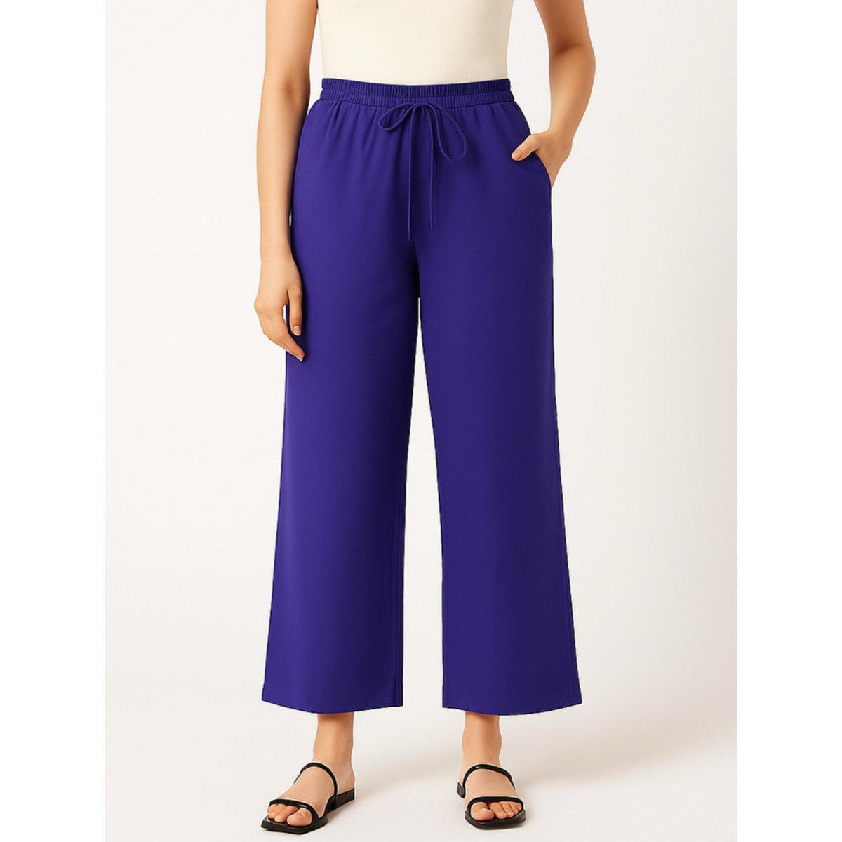 PAUSE Women Blue Wide Leg Drawstring Pants-women-clothing-bottoms-trousers-image-1