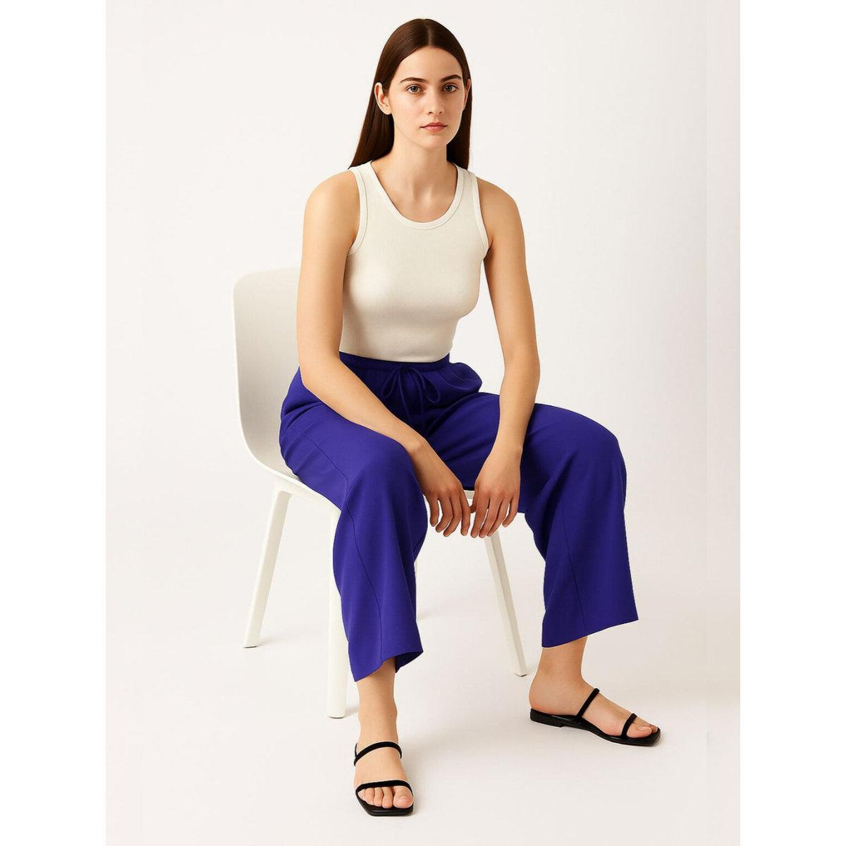 PAUSE Women Blue Wide Leg Drawstring Pants-women-clothing-bottoms-trousers-image-4