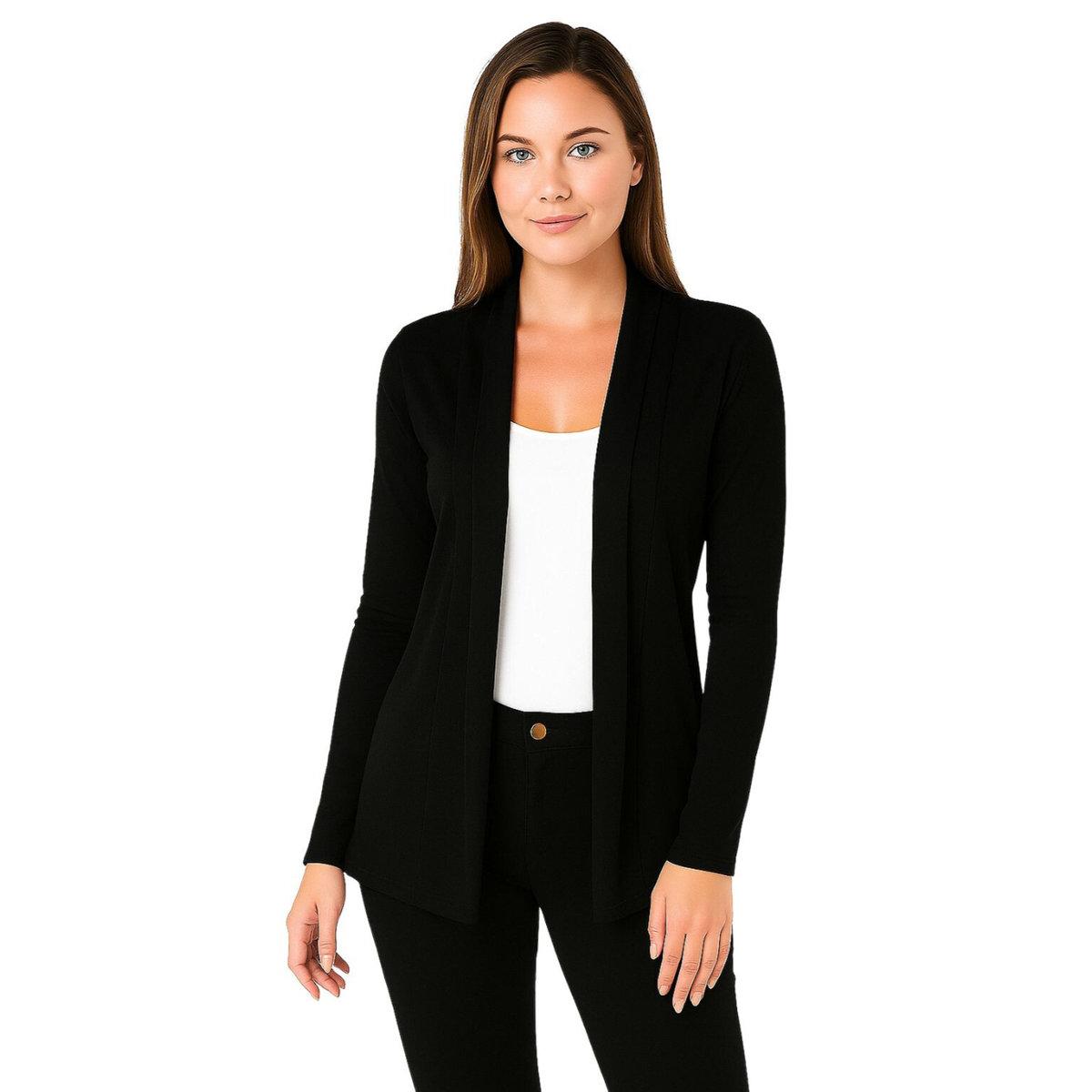 PAUSE Black Solid Open Front Shrug-women-clothing-shirtsandblouses-shirts-image-1