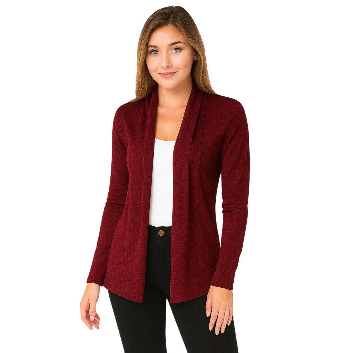 PAUSE Maroon Solid Open Front Shrug-women-clothing-shirtsandblouses-shirts-image-1