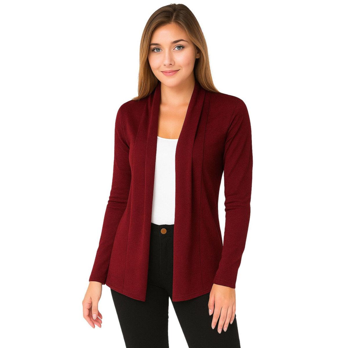 PAUSE Maroon Solid Open Front Shrug-women-clothing-shirtsandblouses-shirts-image-4