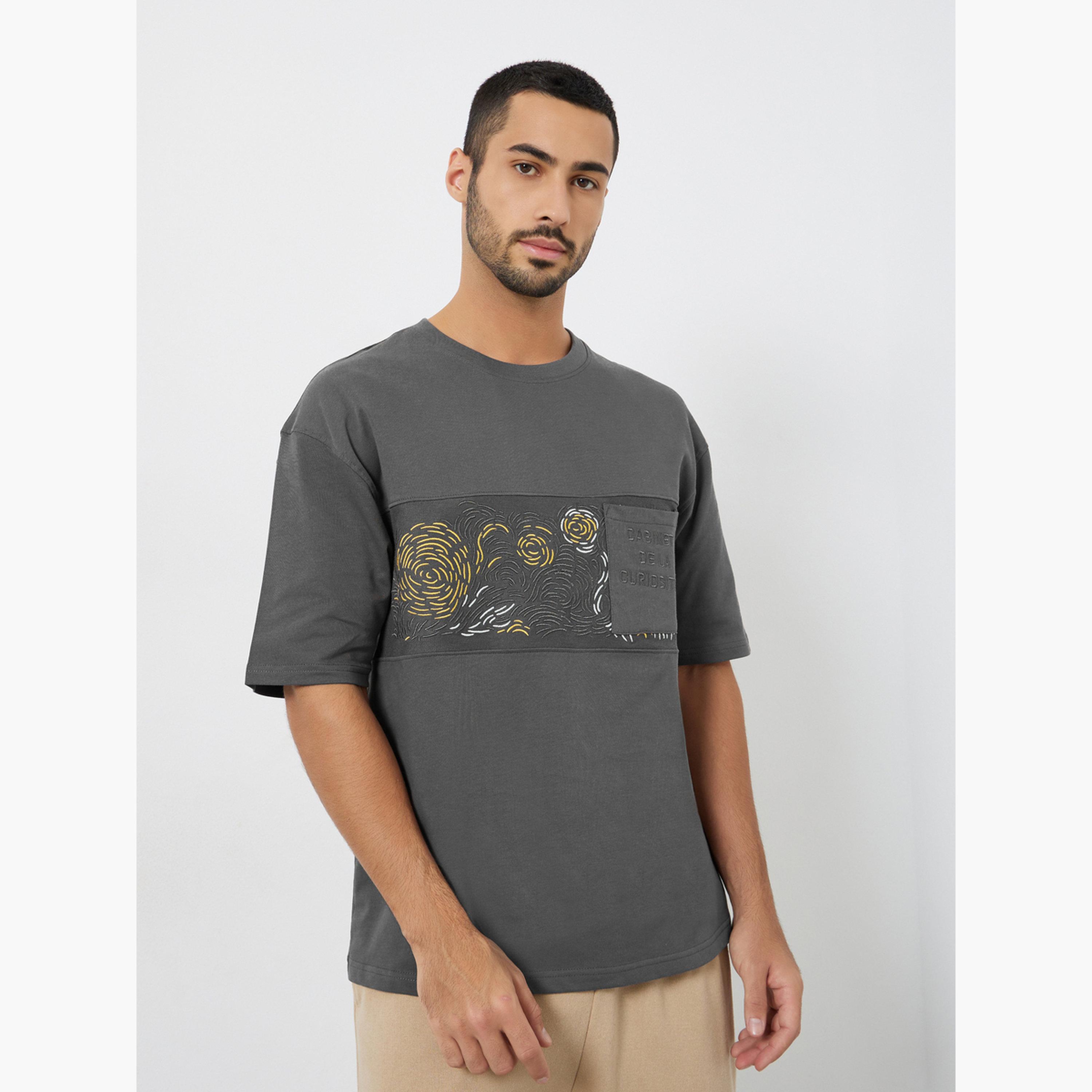 Styli Men Grey Graphic Print Oversized T-Shirt-men-clothing-tshirtsandpolos-tshirts-image-1