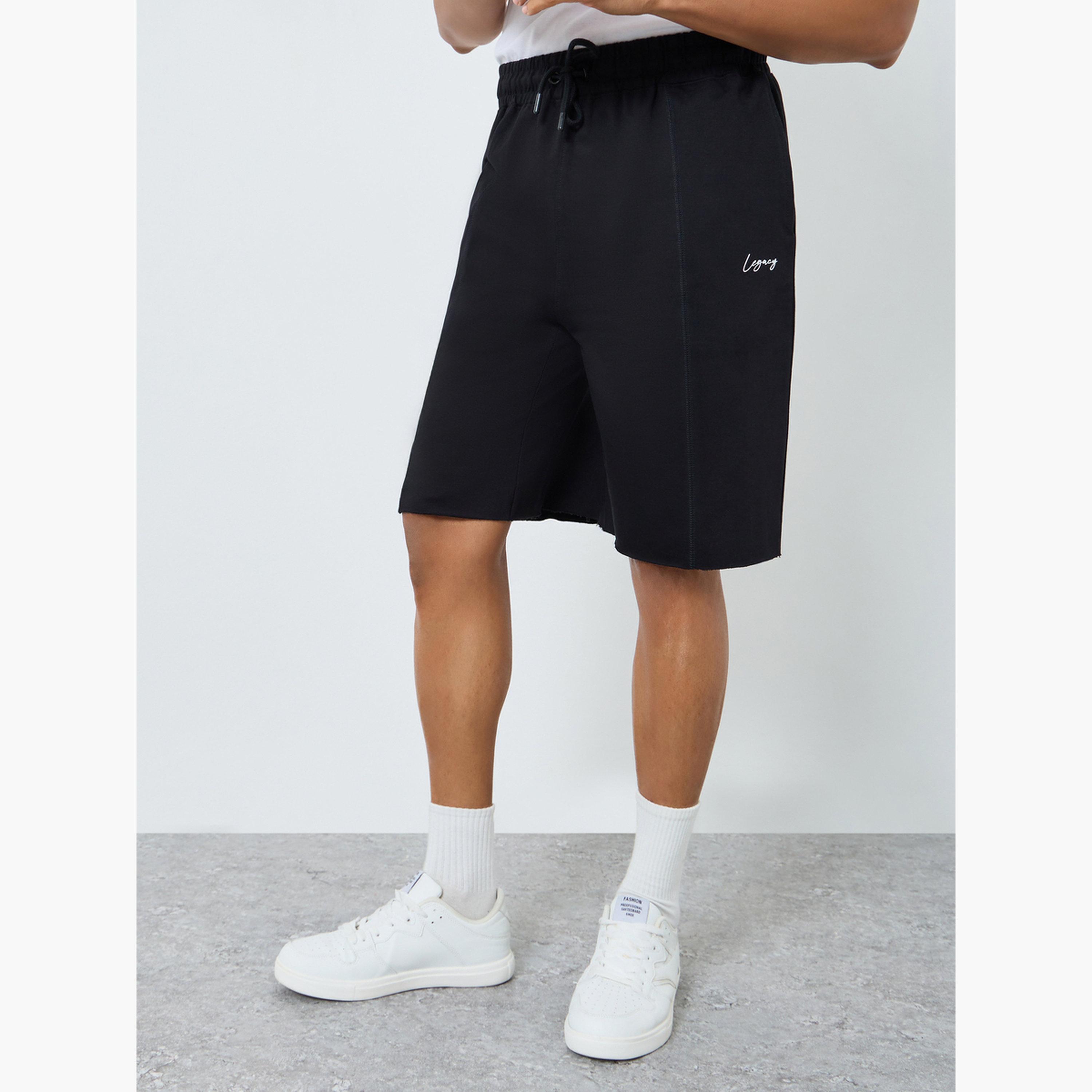 Styli Men Black Oversized Terry Shorts-men-clothing-bottoms-shorts-image-1