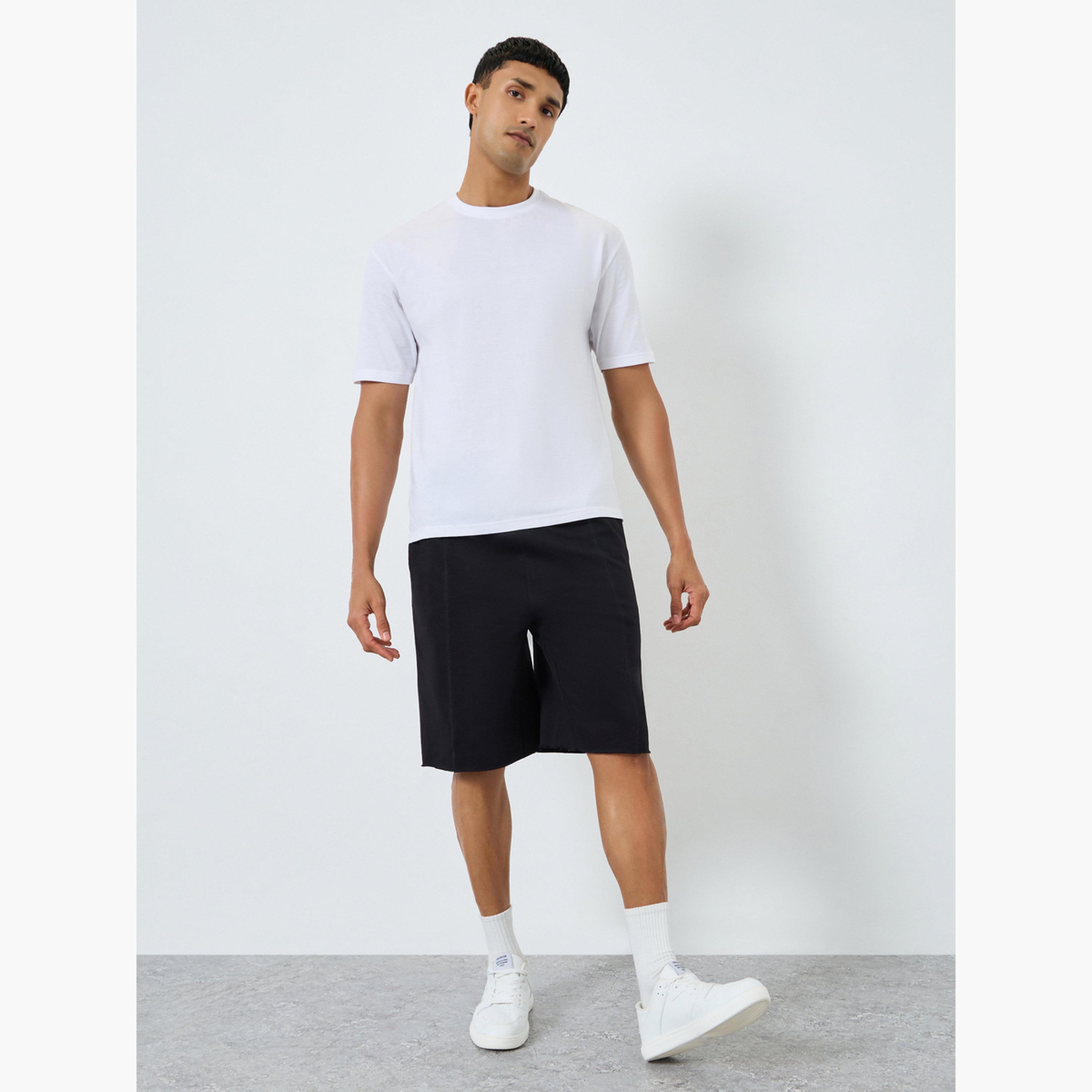 Styli Men Black Oversized Terry Shorts-men-clothing-bottoms-shorts-image-2