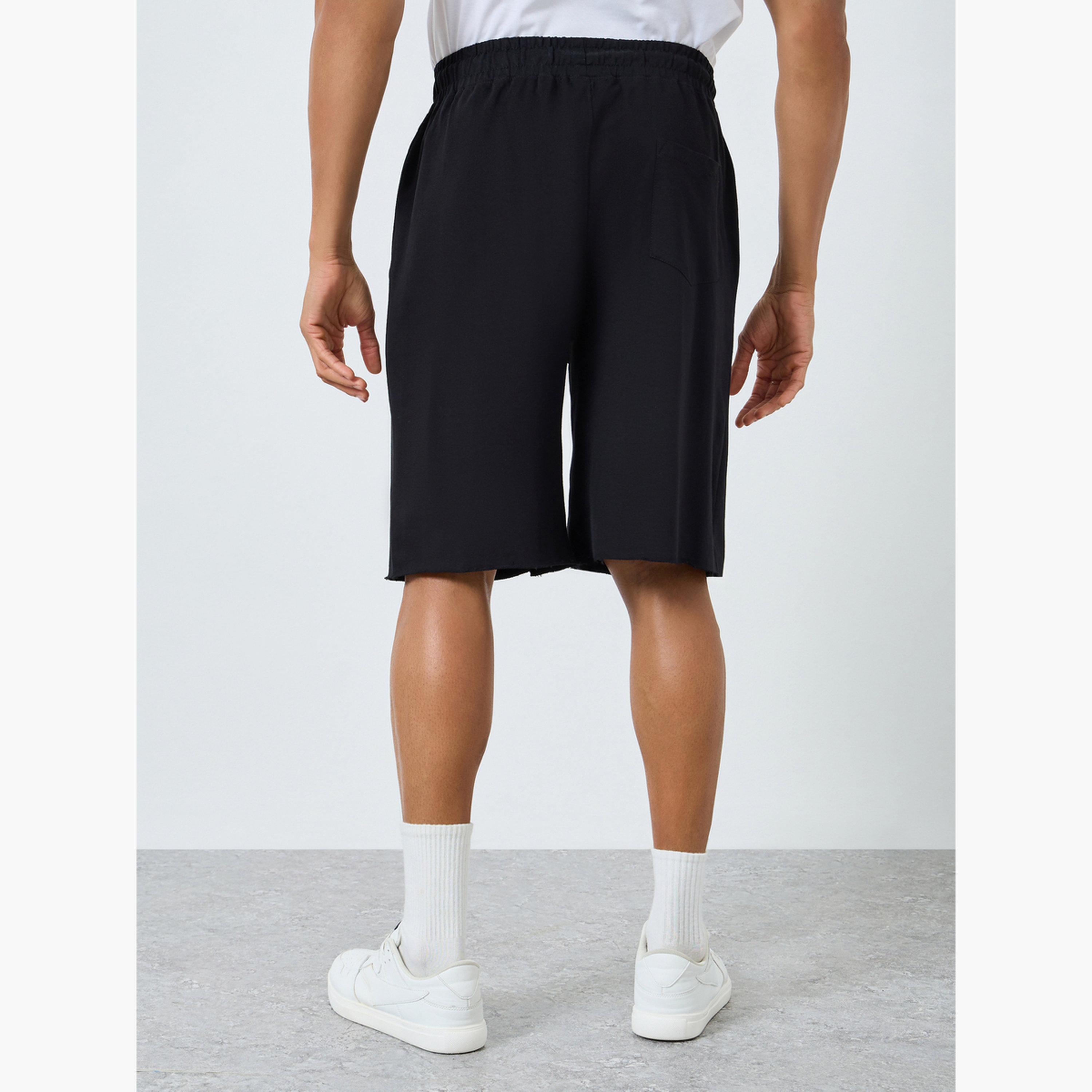 Styli Men Black Oversized Terry Shorts-men-clothing-bottoms-shorts-image-4