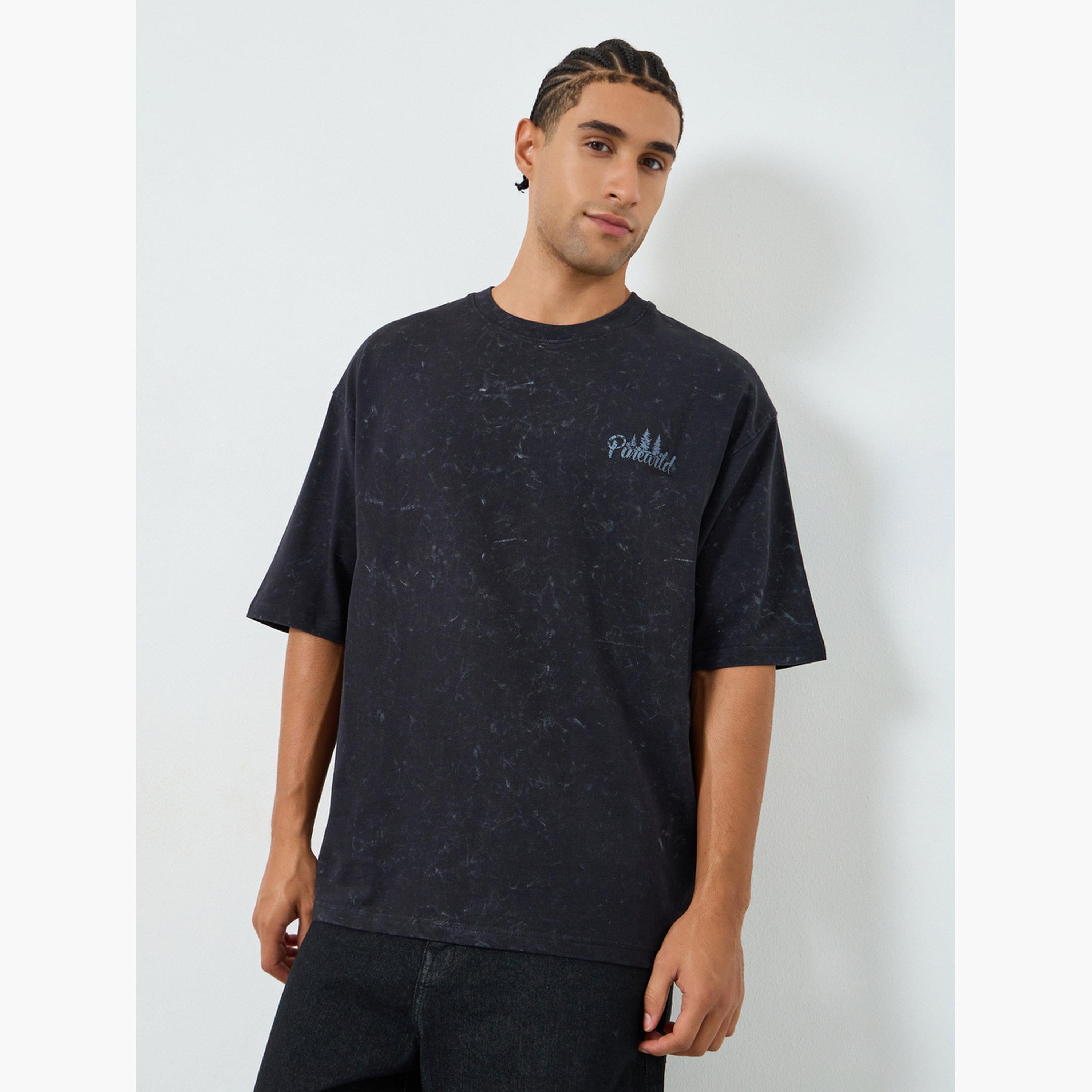 Styli Men Black Graphic Print Oversized T-Shirt-men-clothing-tshirtsandpolos-tshirts-image-1