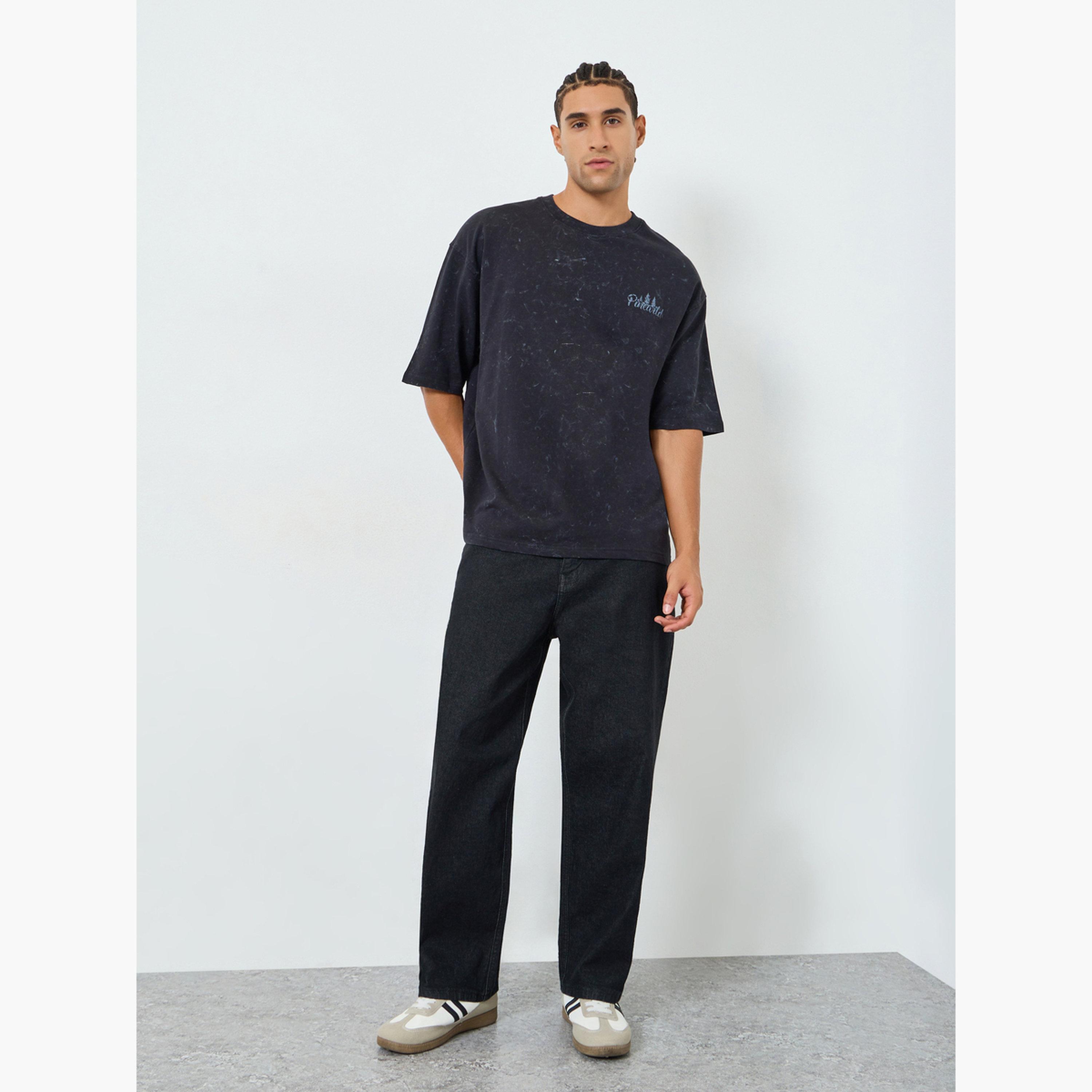 Styli Men Black Graphic Print Oversized T-Shirt-men-clothing-tshirtsandpolos-tshirts-image-2