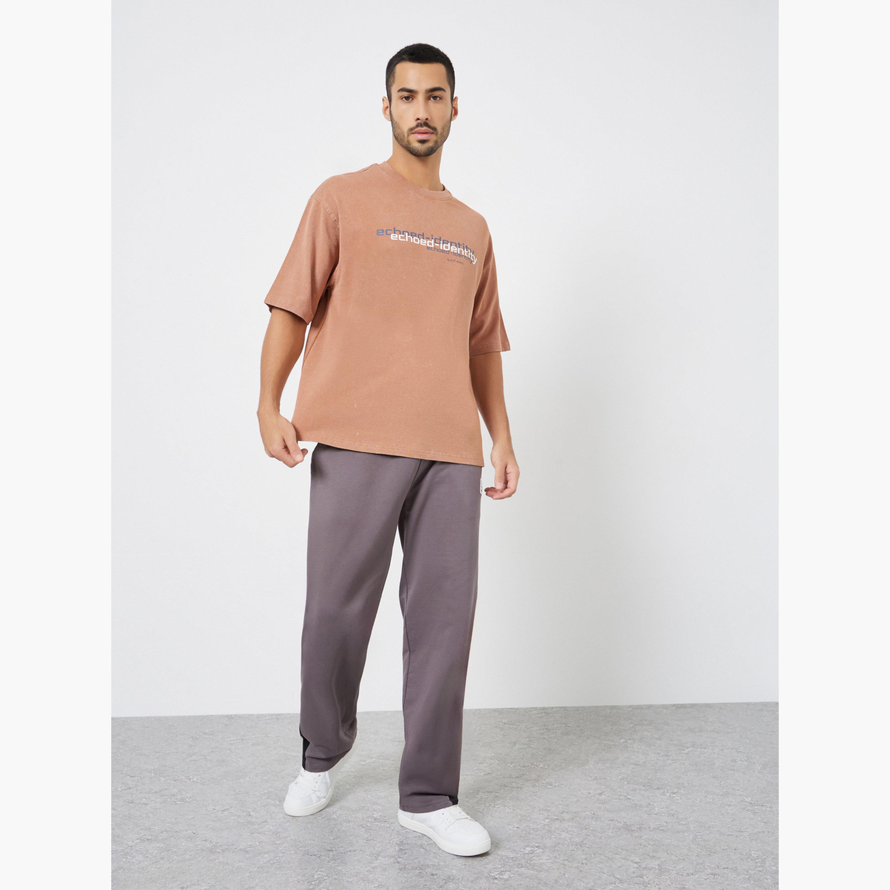 Styli Men Coffee Brown Slogan Print Oversized T-Shirt-men-clothing-tshirtsandpolos-tshirts-image-2