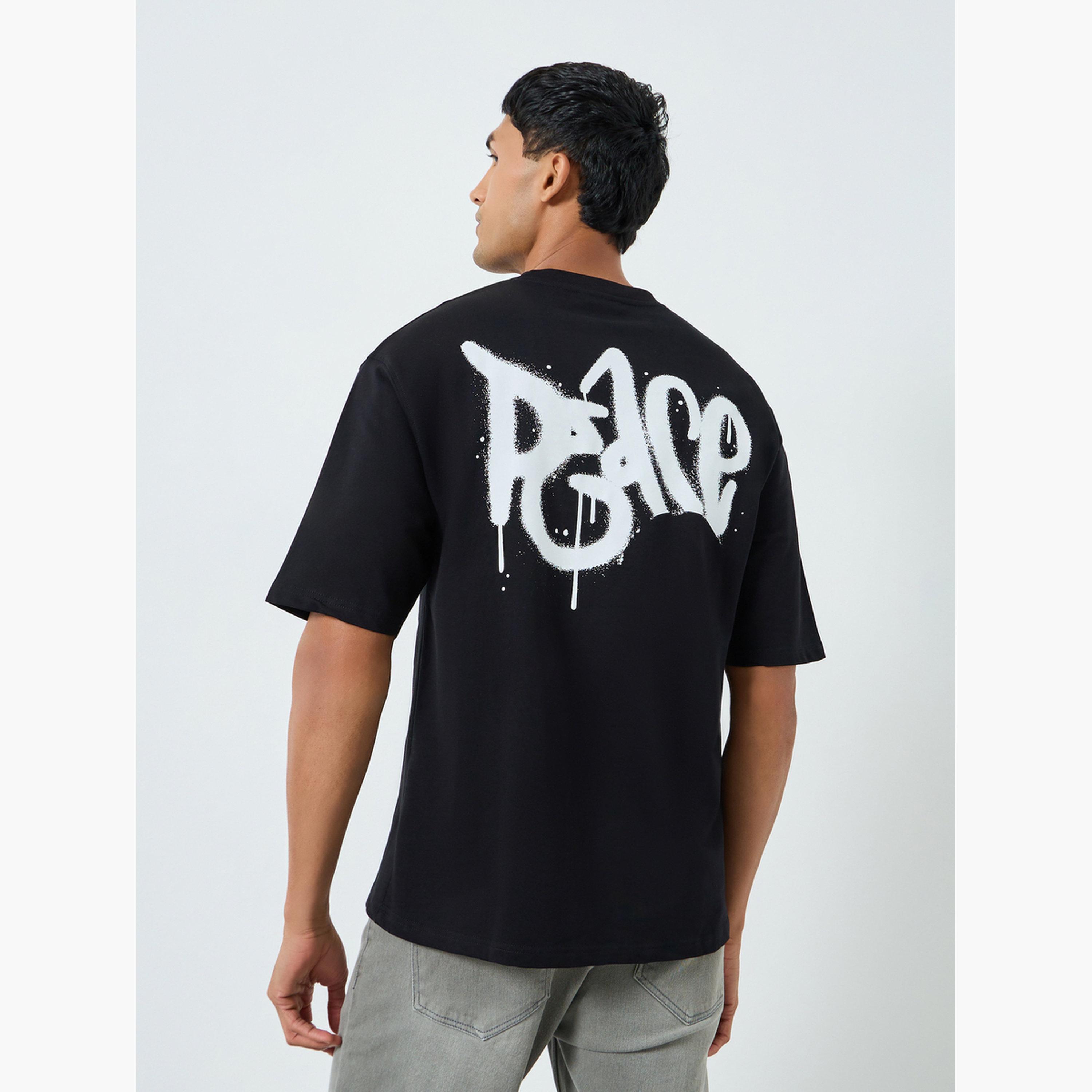 Styli Men Black Graphic Print Oversized T-Shirt-men-clothing-tshirtsandpolos-tshirts-image-5