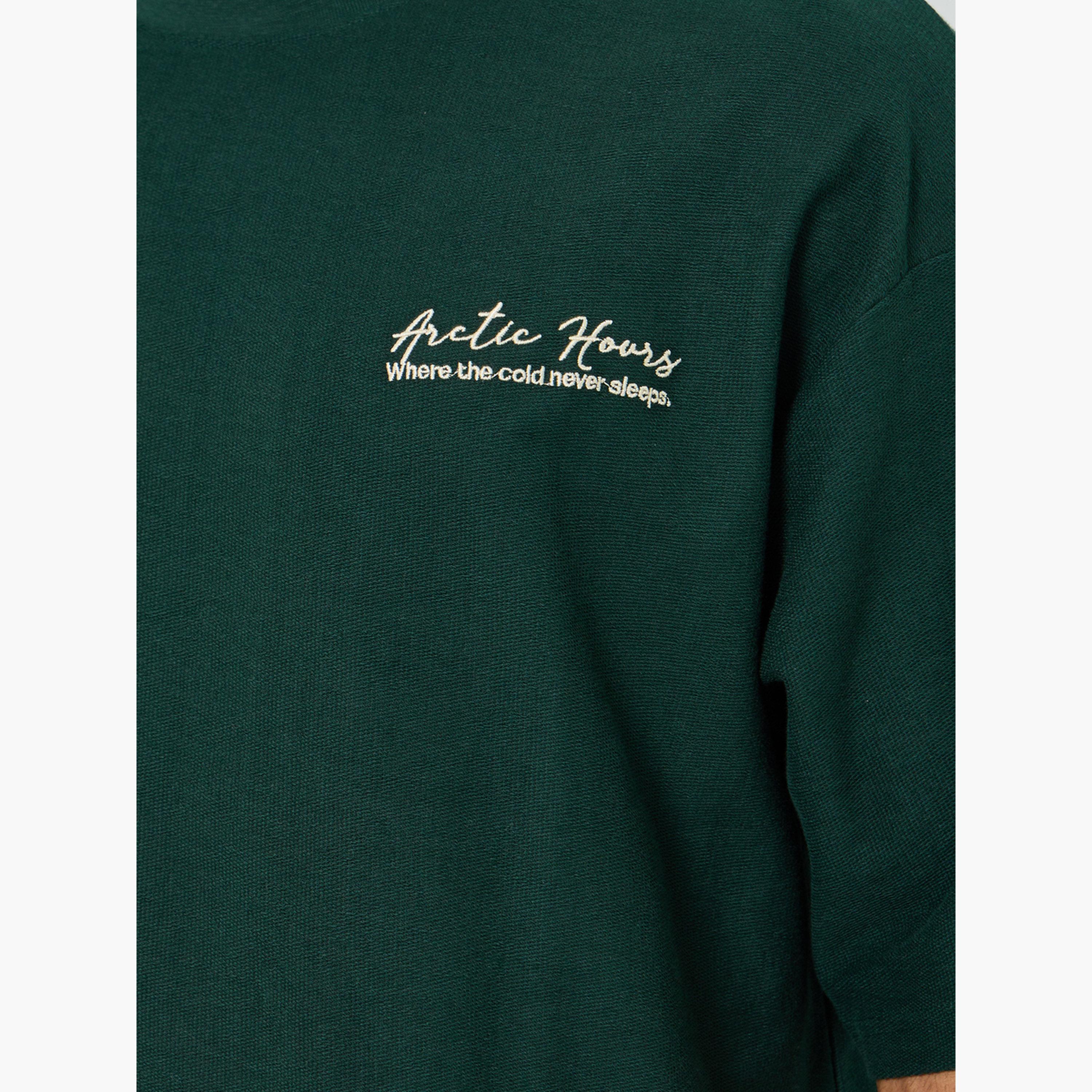 Styli Men Green Embroidered Graphic T-Shirt-men-clothing-tshirtsandpolos-tshirts-image-3