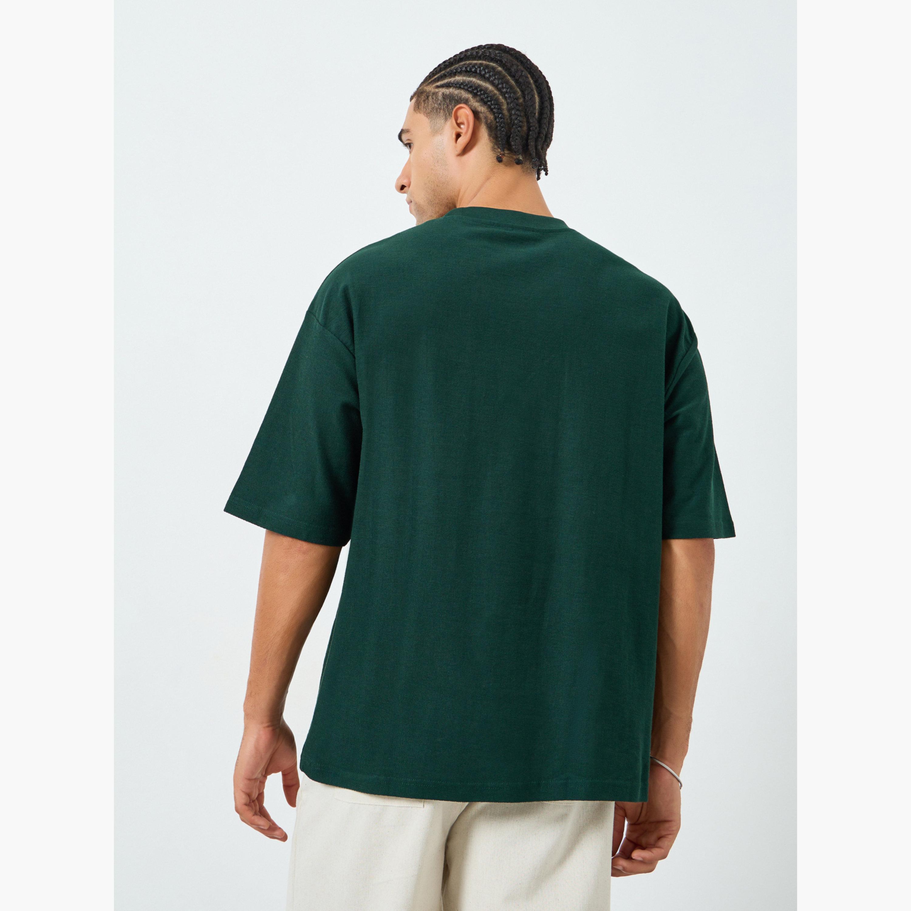 Styli Men Green Embroidered Graphic T-Shirt-men-clothing-tshirtsandpolos-tshirts-image-4