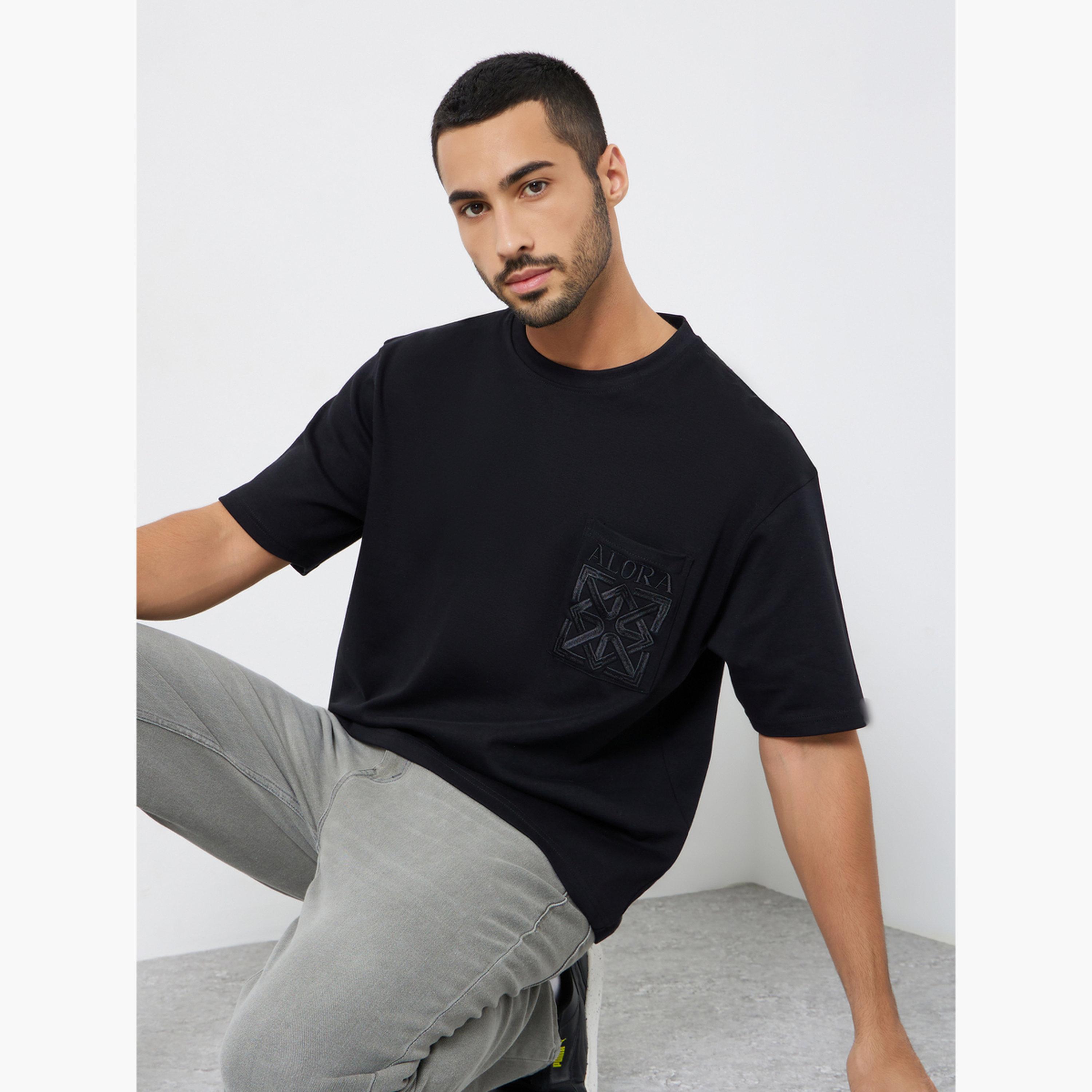 Styli Men Black Embroidered Oversized T-Shirt-men-clothing-tshirtsandpolos-tshirts-image-3