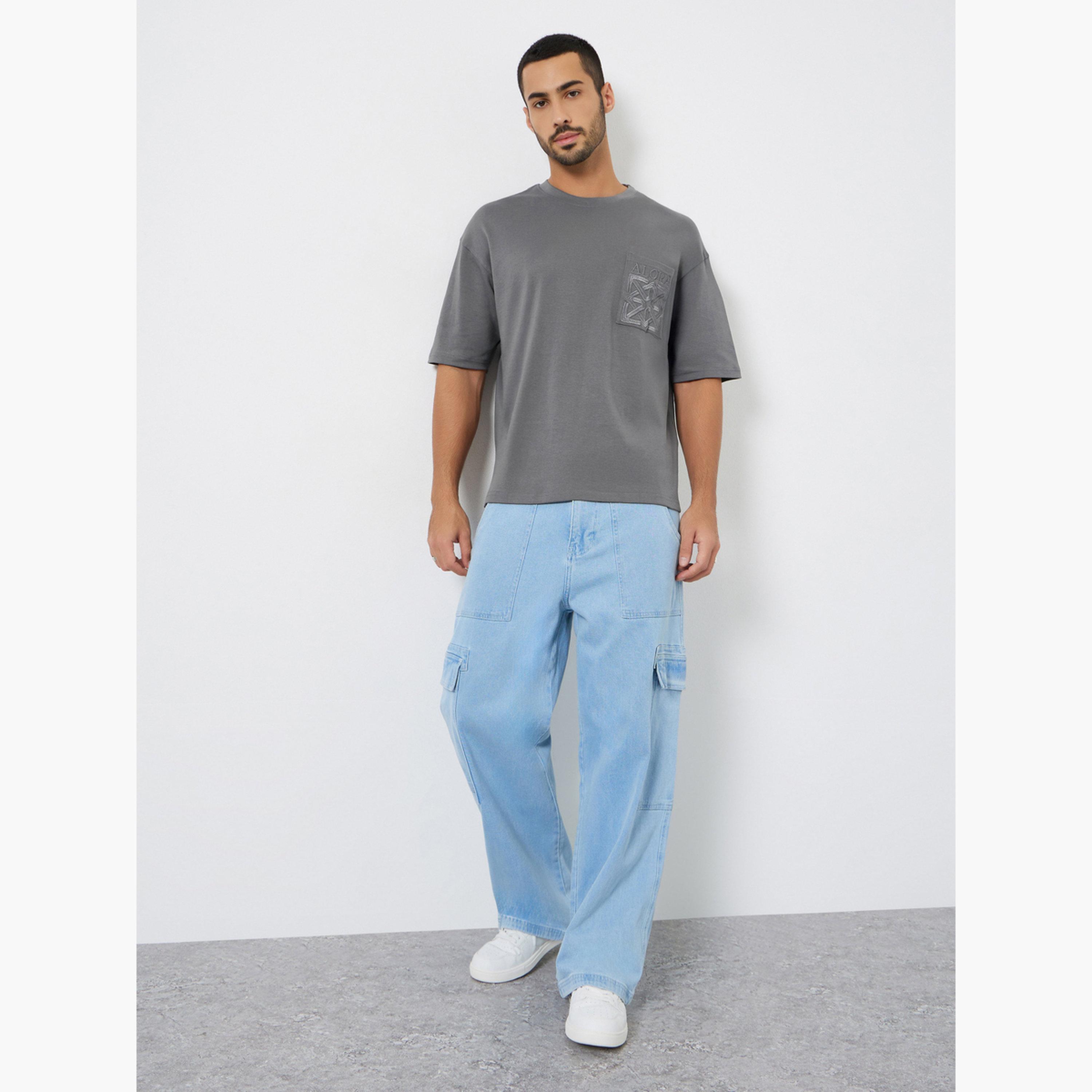 Styli Men Grey Embroidered Oversized T-Shirt-men-clothing-tshirtsandpolos-tshirts-image-2