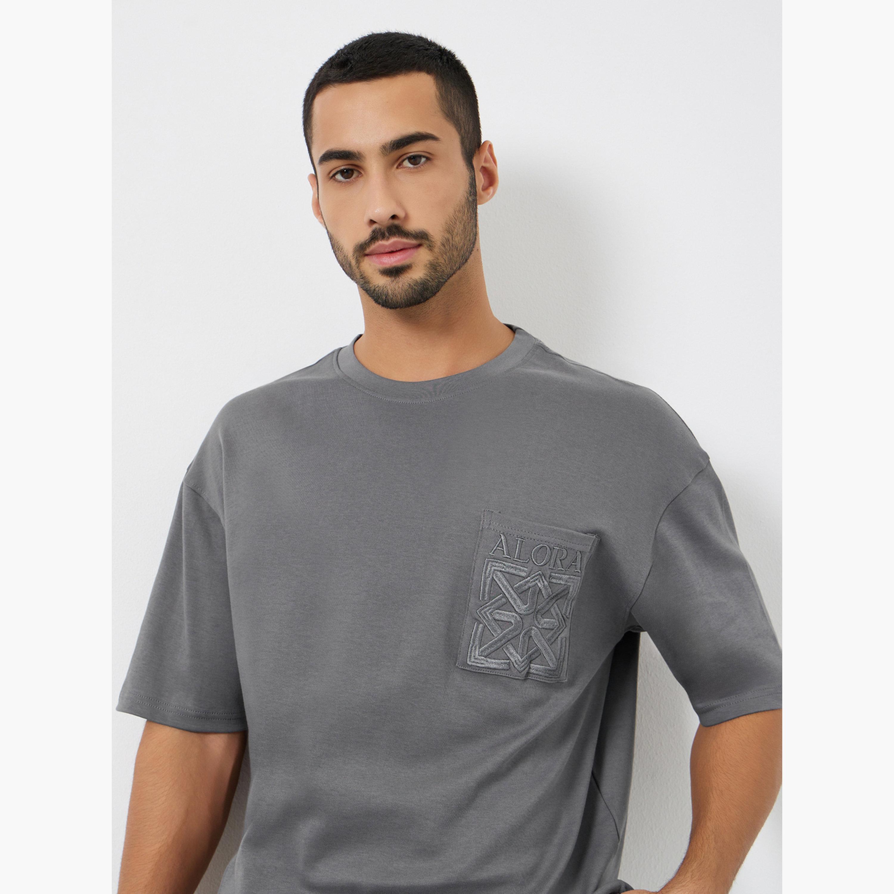Styli Men Grey Embroidered Oversized T-Shirt-men-clothing-tshirtsandpolos-tshirts-image-3