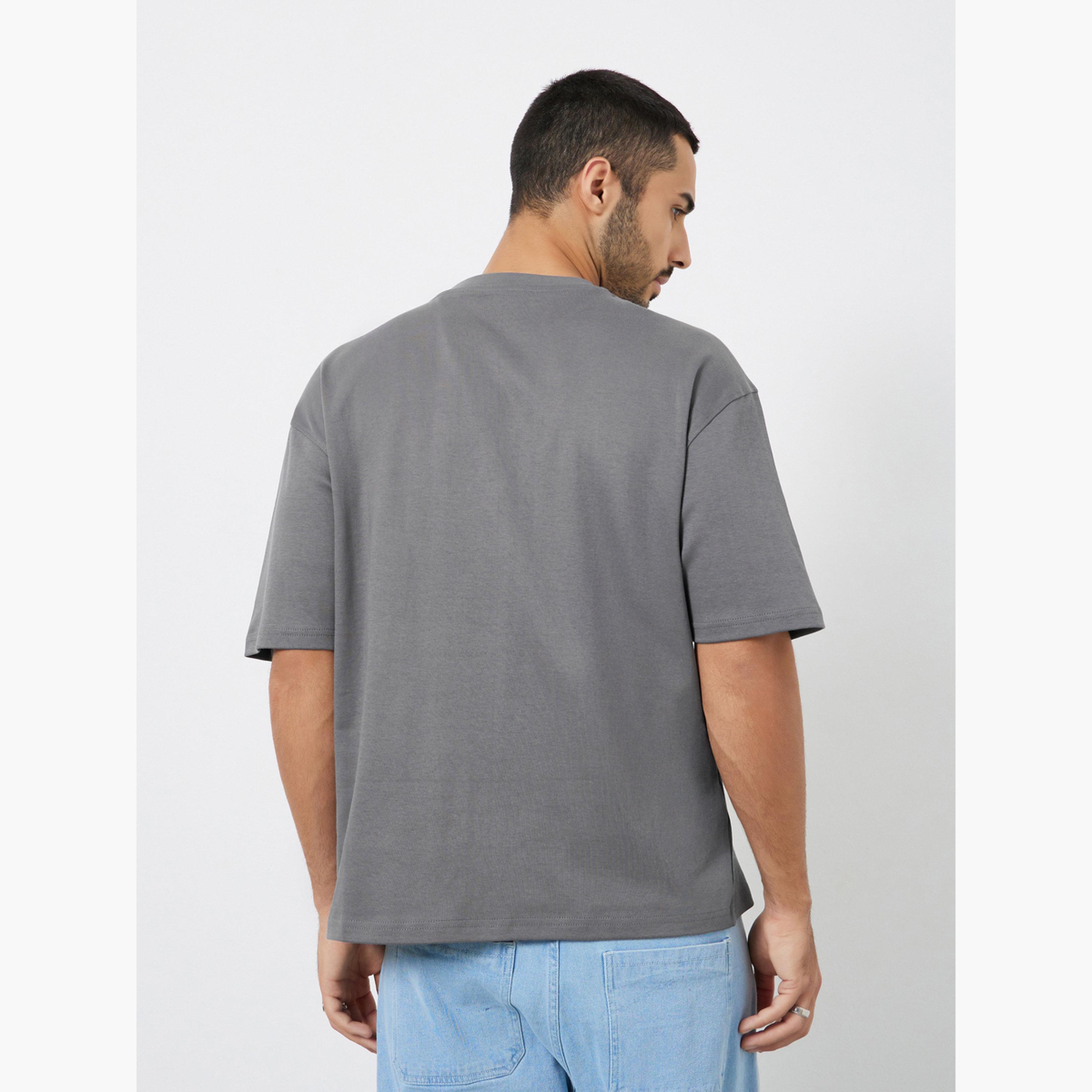 Styli Men Grey Embroidered Oversized T-Shirt-men-clothing-tshirtsandpolos-tshirts-image-5