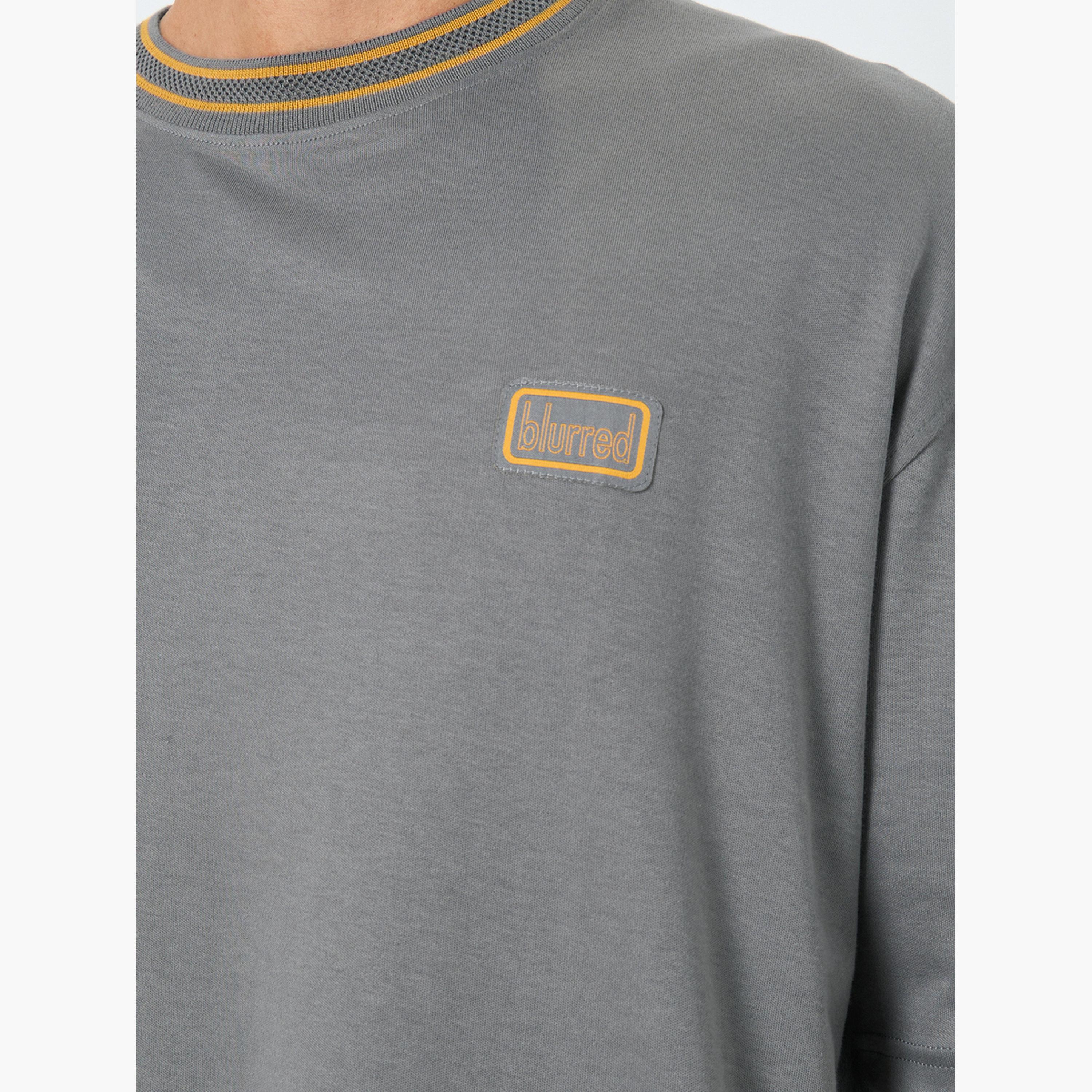 Styli Men Grey Oversized T-Shirt with Logo Patch-men-clothing-tshirtsandpolos-tshirts-image-4