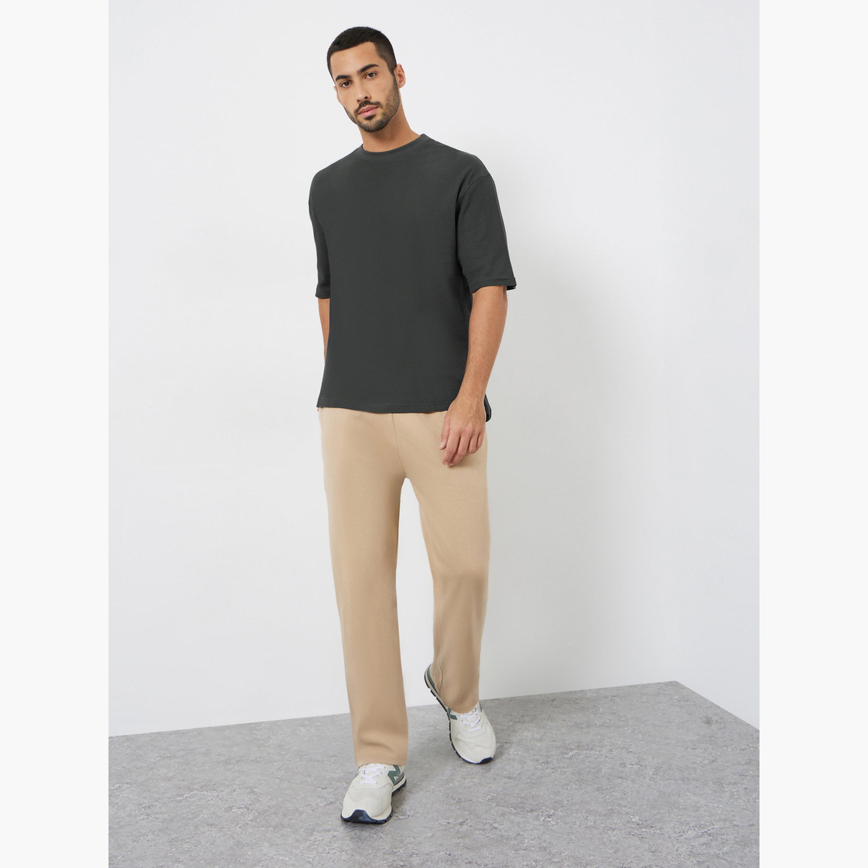 Styli Men Charcoal Waffle Knit Oversized T-Shirt-men-clothing-tshirtsandpolos-tshirts-image-2