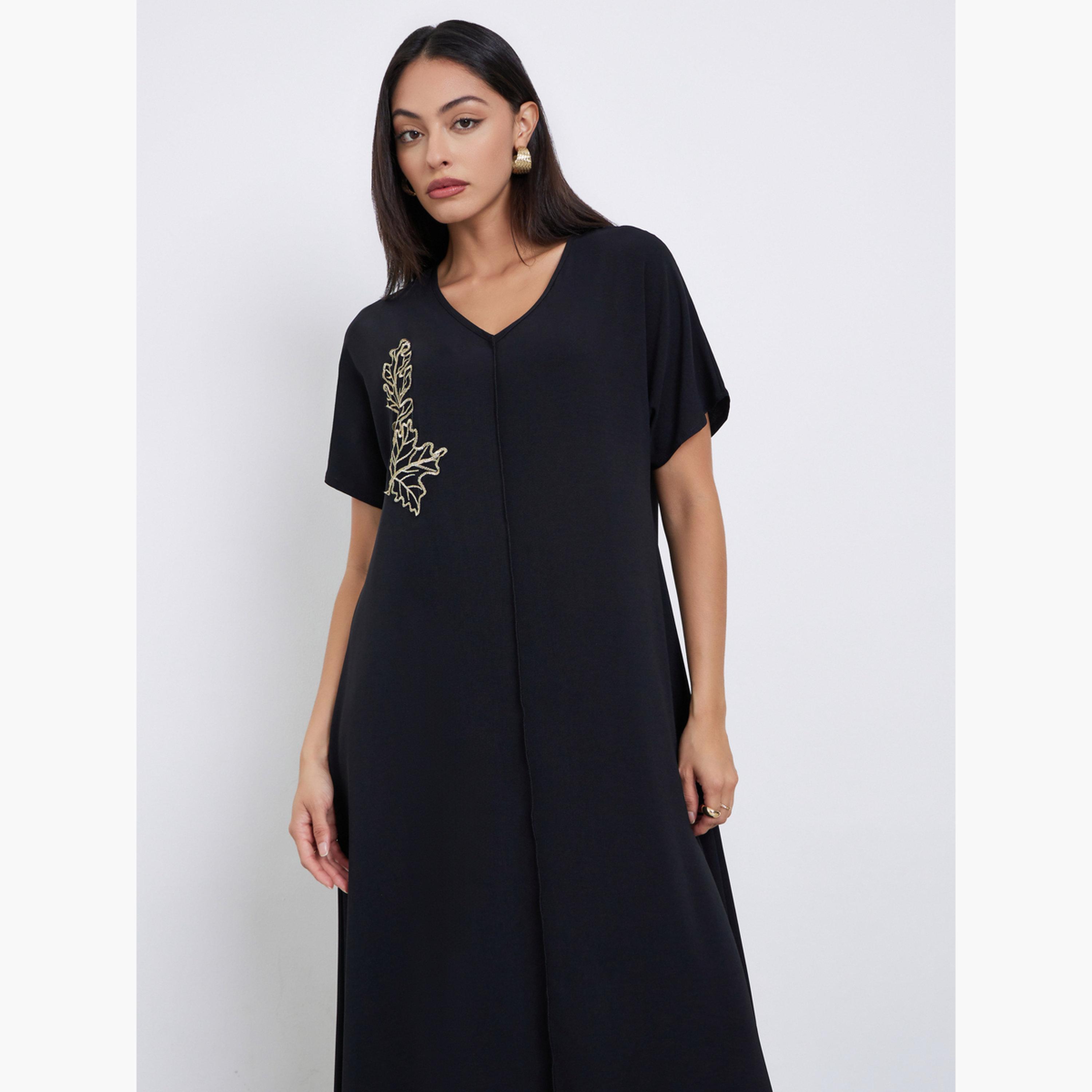 أميرة x ستايلي جلابية تحت العباية بحافة واسعة ومزينة بشارة-women-arabicclothing-jalabiyas-image-2