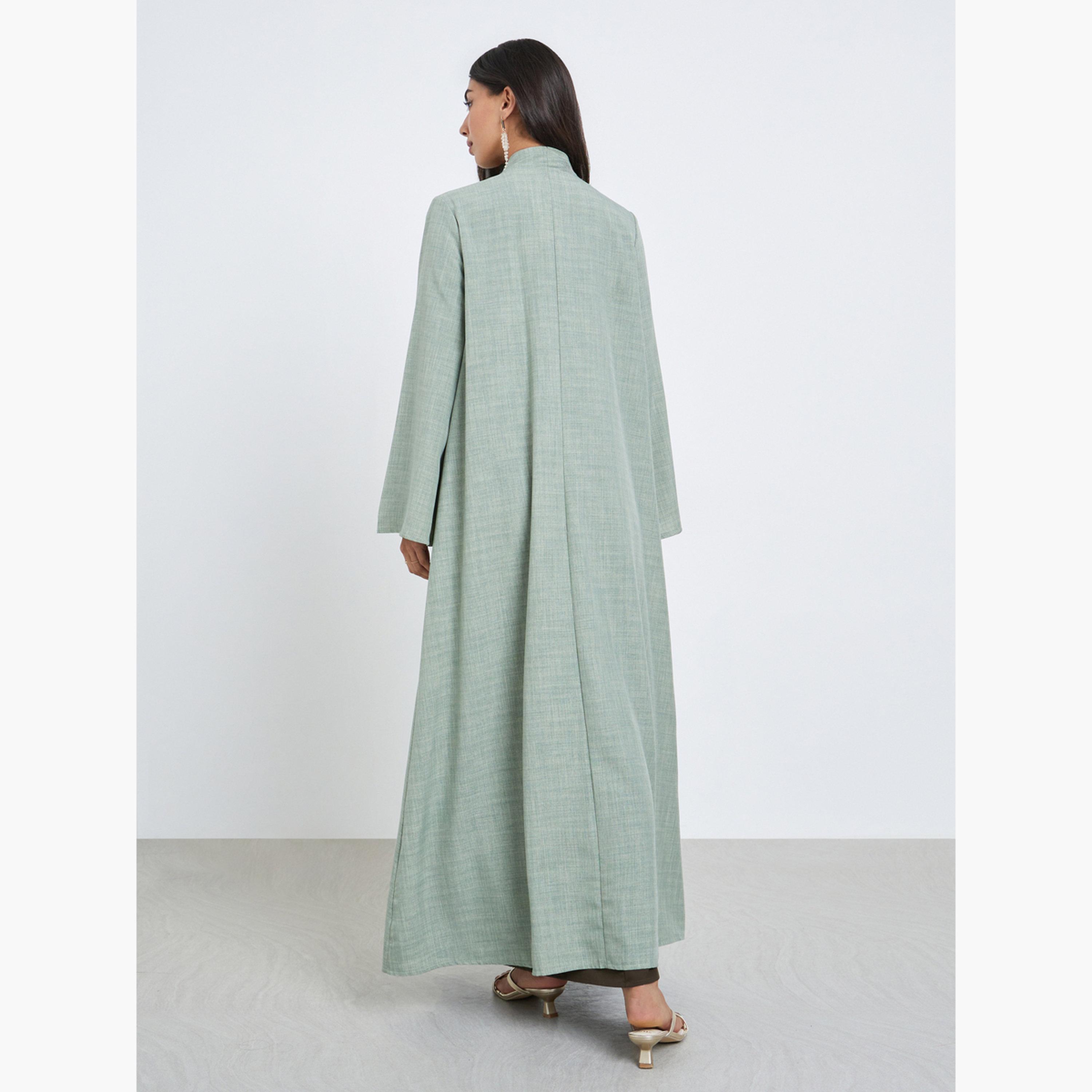 ستايلي - عباية خضراء مفتوحة من الأمام-women-arabicclothing-abayas-image-3