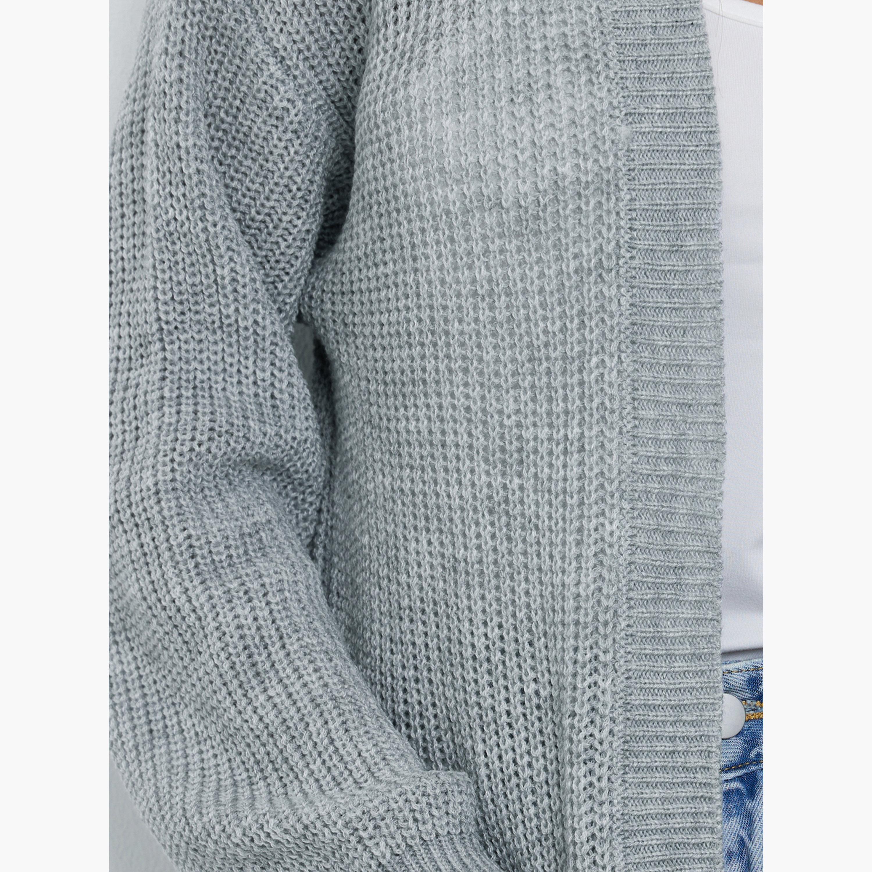 Styli Women Grey Longline Front Open Cardigan-women-clothing-cardigansandjumpers-cardigans-image-4