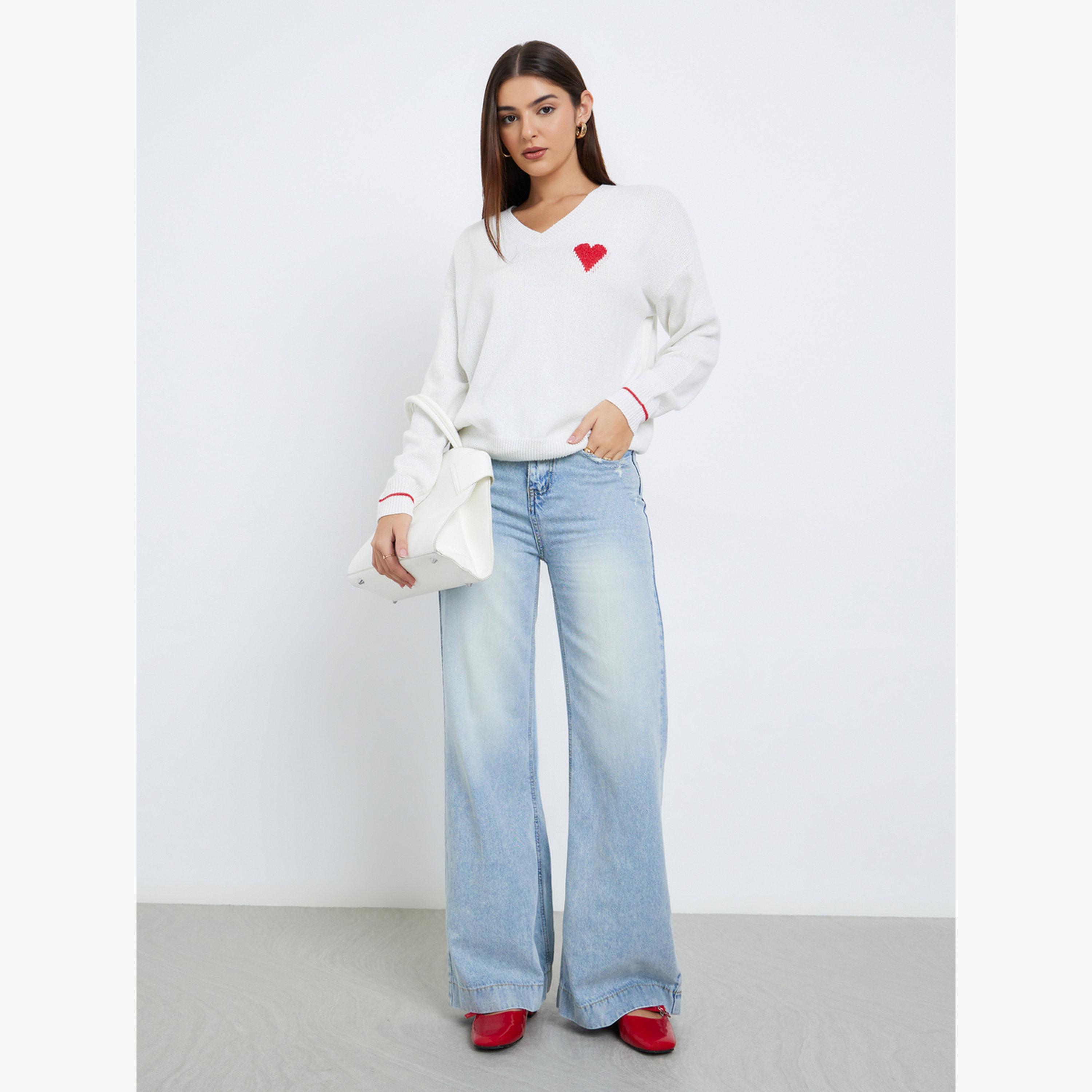 ستايلي - سترة محبوكة نقشة قلب بقصّة عادية للنساء -women-clothing-cardigansandjumpers-jumpers-image-2