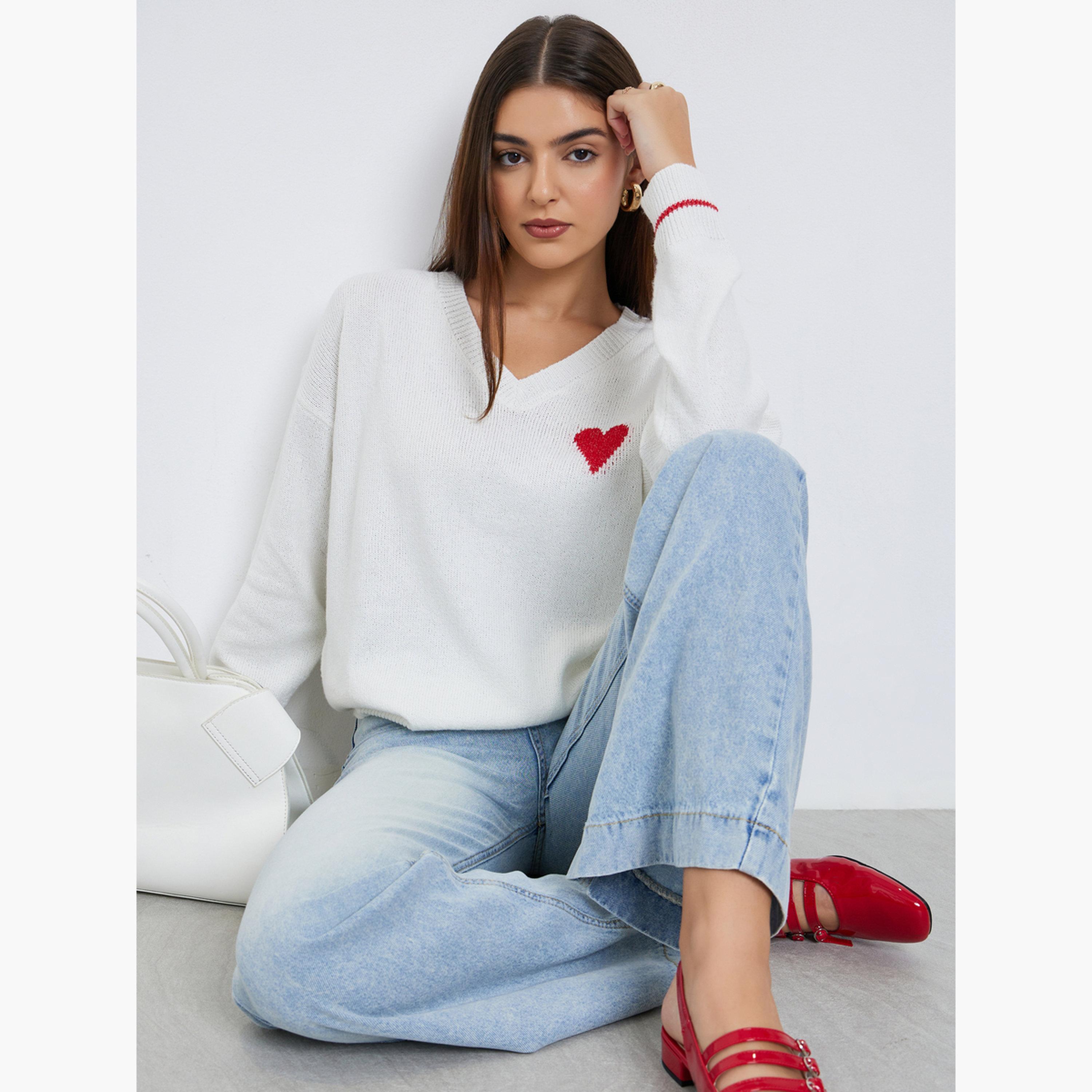 ستايلي - سترة محبوكة نقشة قلب بقصّة عادية للنساء -women-clothing-cardigansandjumpers-jumpers-image-3