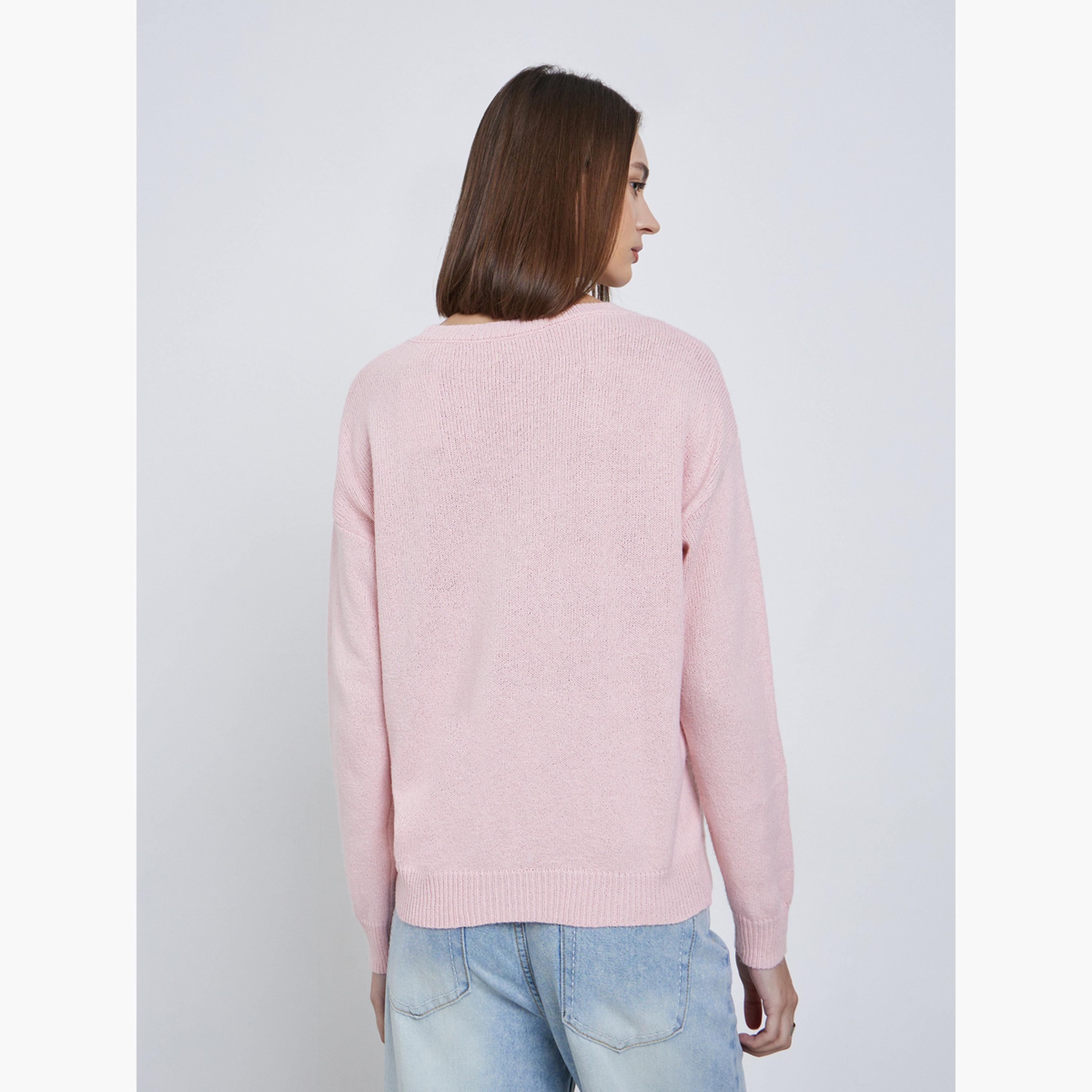 ستايلي - سترة وردية بقصّة عادية ونقشة قطة صغيرة-women-clothing-cardigansandjumpers-jumpers-image-3
