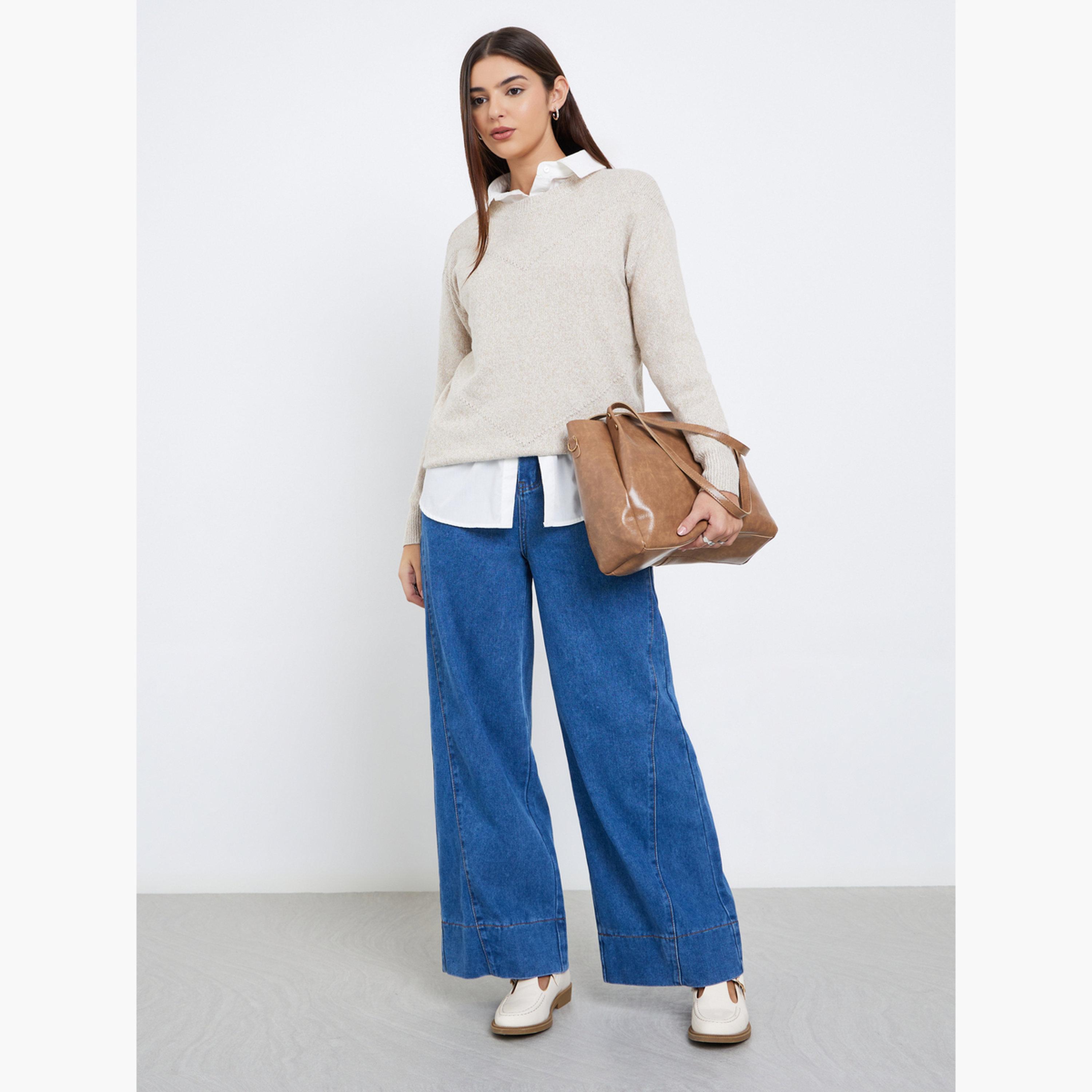 Styli Women Beige Regular Fit Knitted Sweater-women-clothing-cardigansandjumpers-jumpers-image-2