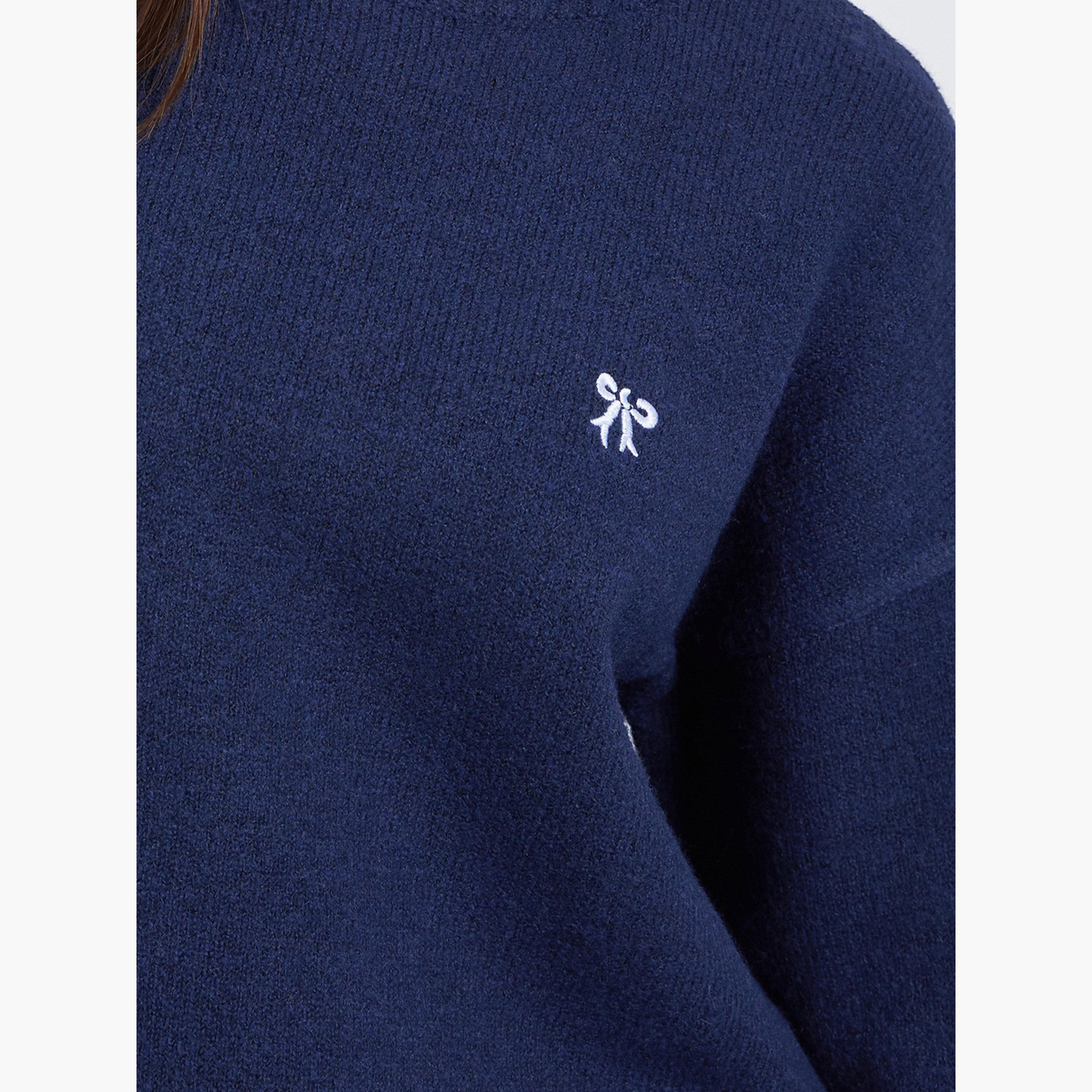Styli Women Navy Blue Regular Fit Knitted Sweater-women-clothing-cardigansandjumpers-jumpers-image-5