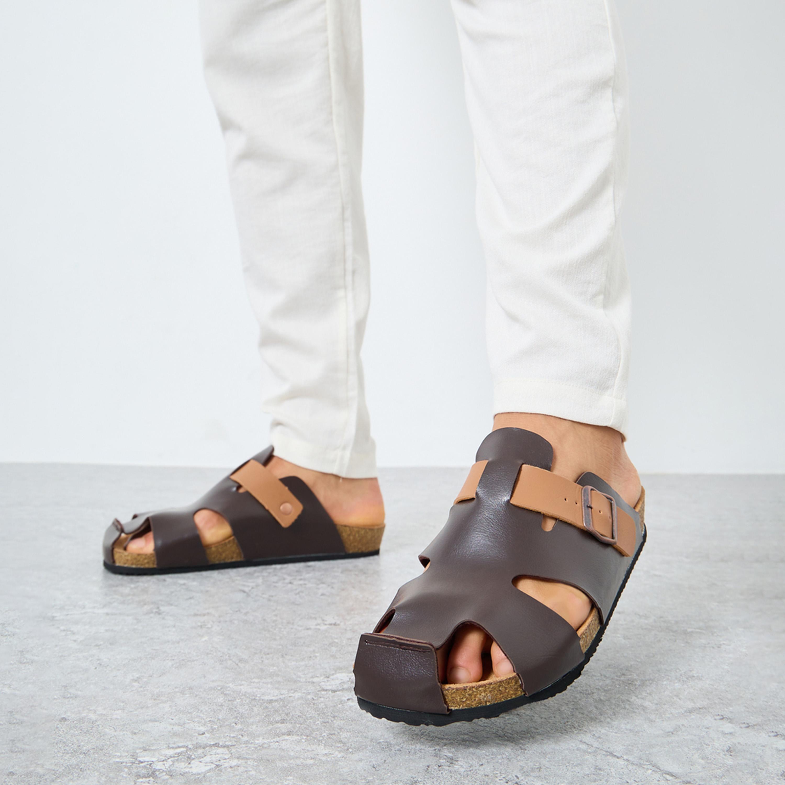 Styli Men Dual-Tone Buckled Comfort Sandals-men-shoes-sandals-image-2