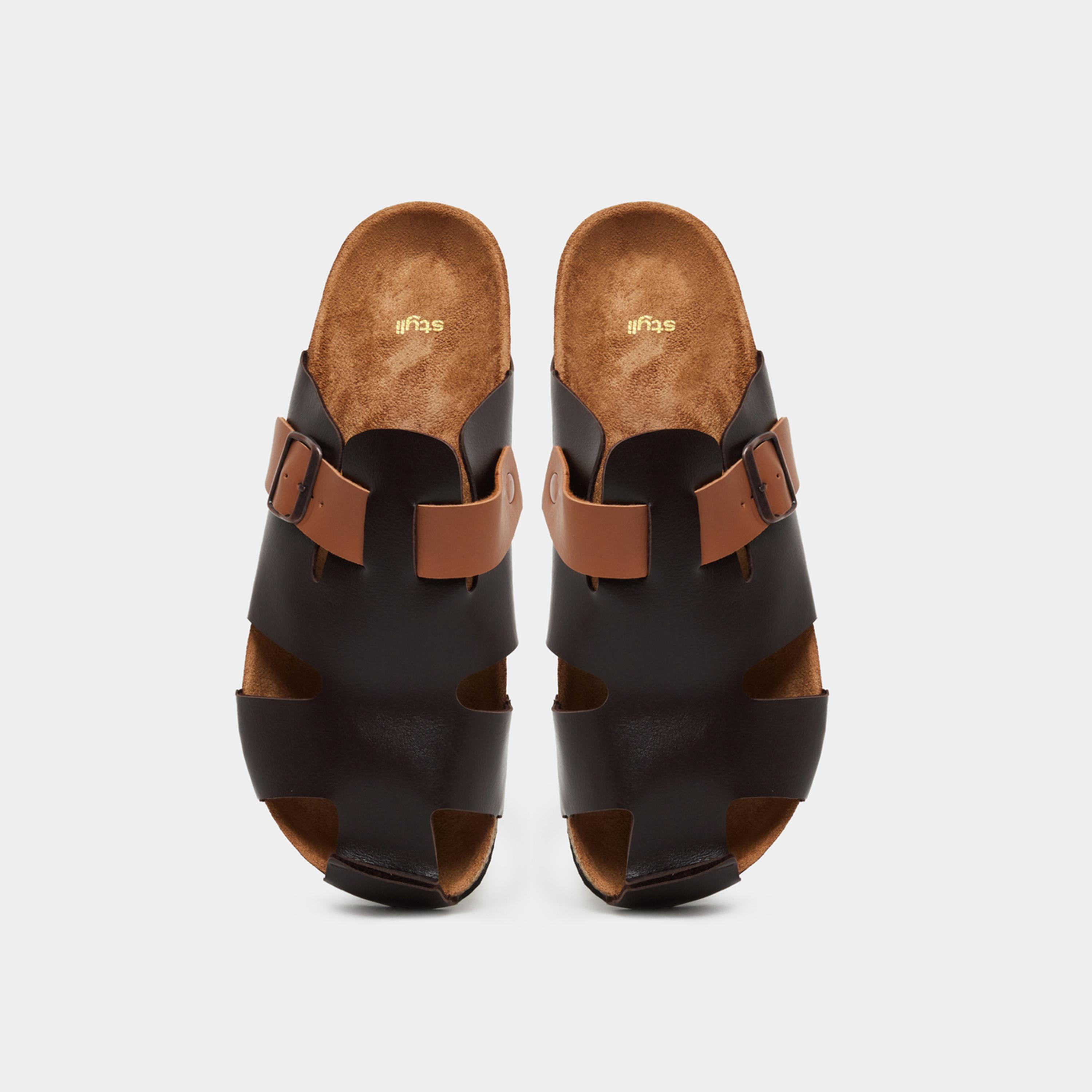 ستايلي - صندل مريح للرجال ثنائي اللون مزود بإبزيم-men-shoes-sandals-image-6