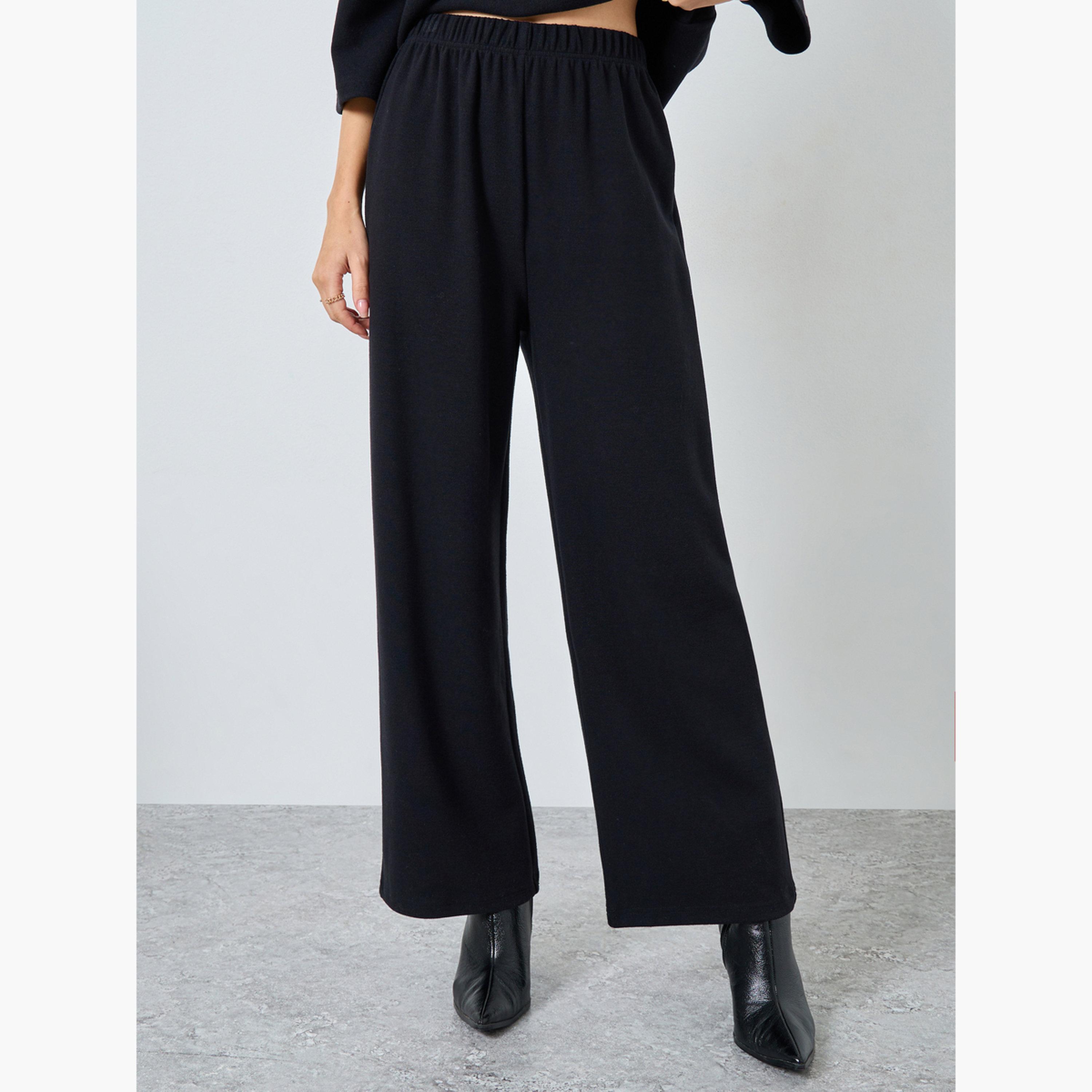 ستايلي - طقم بلوزة وبنطال شتوي محبوك حجم كبير لون أسود-women-clothing-coordsets-image-5
