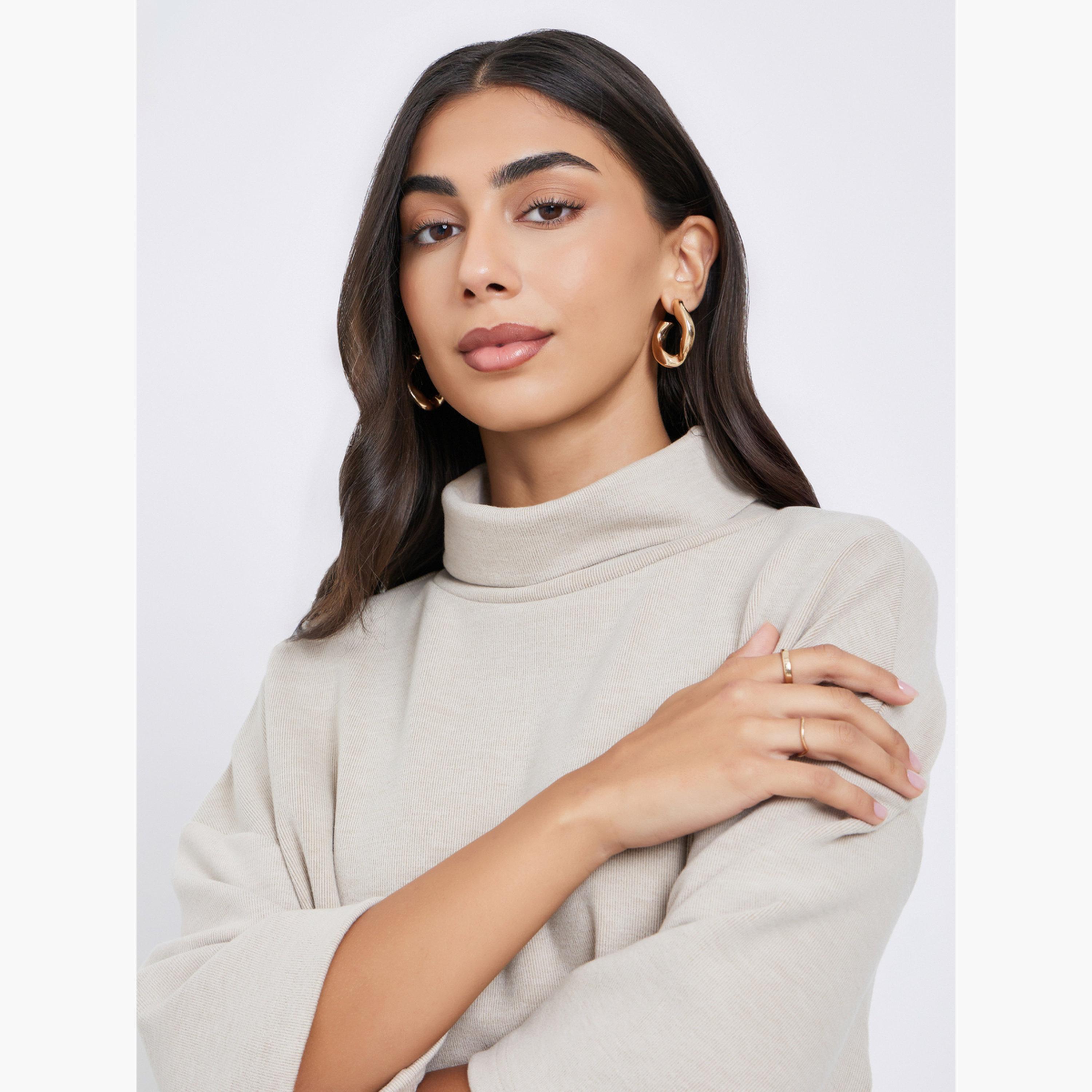 Styli Beige Oversized Winter Knit Top and Pants Co-Ords-women-clothing-coordsets-image-3