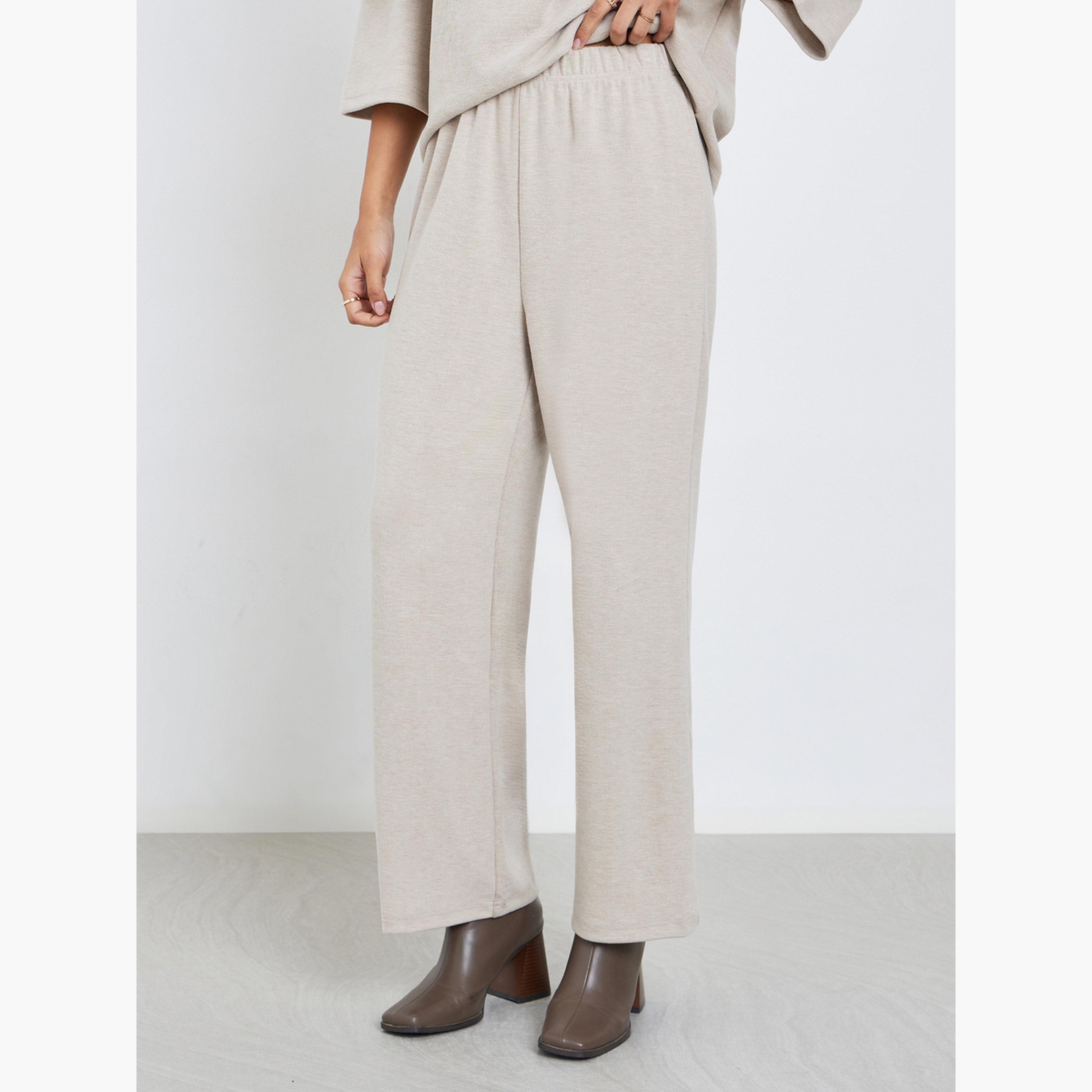 Styli Beige Oversized Winter Knit Top and Pants Co-Ords-women-clothing-coordsets-image-5