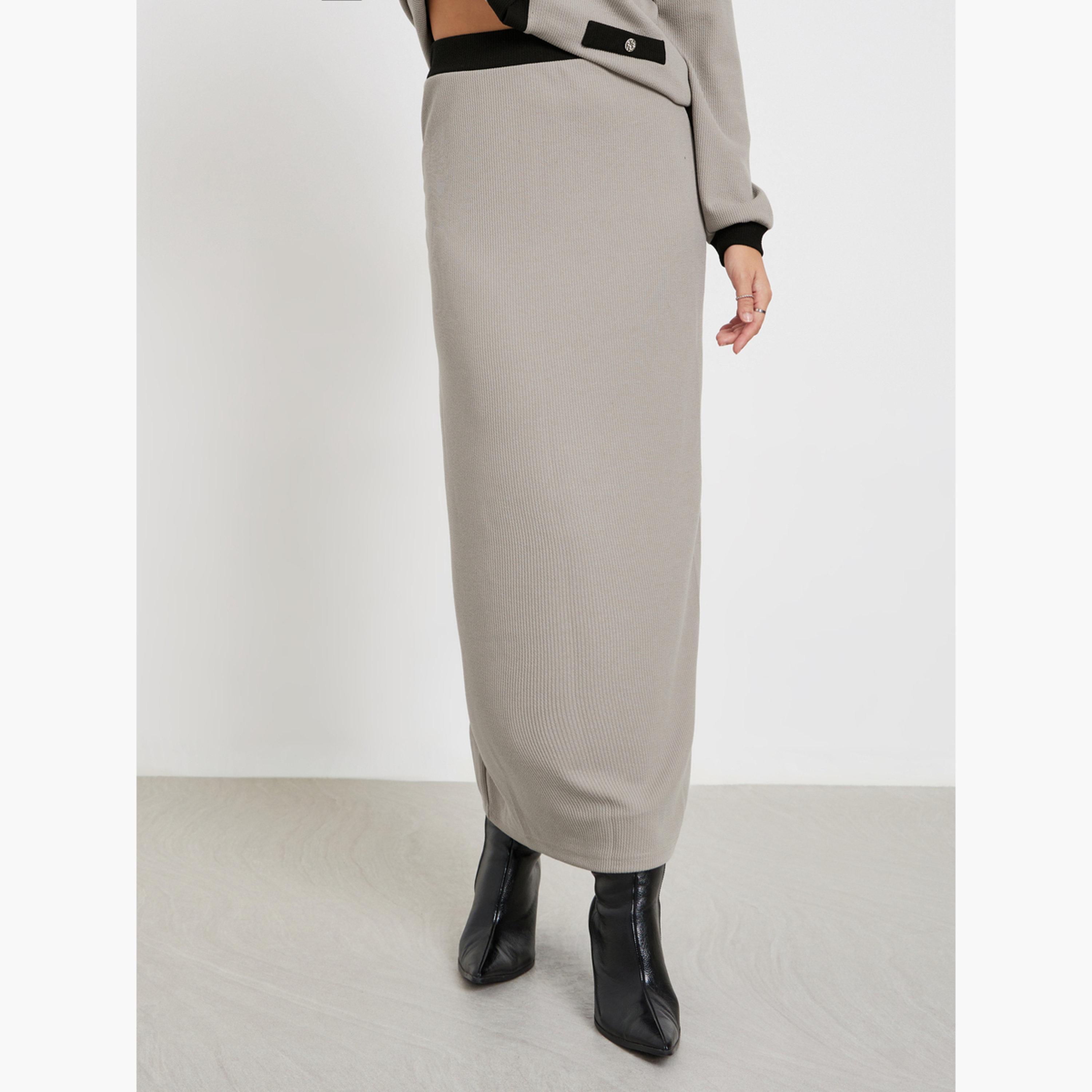ستايلي - كارديغان وتنورة رمادية محبوكة-women-clothing-coordsets-image-3