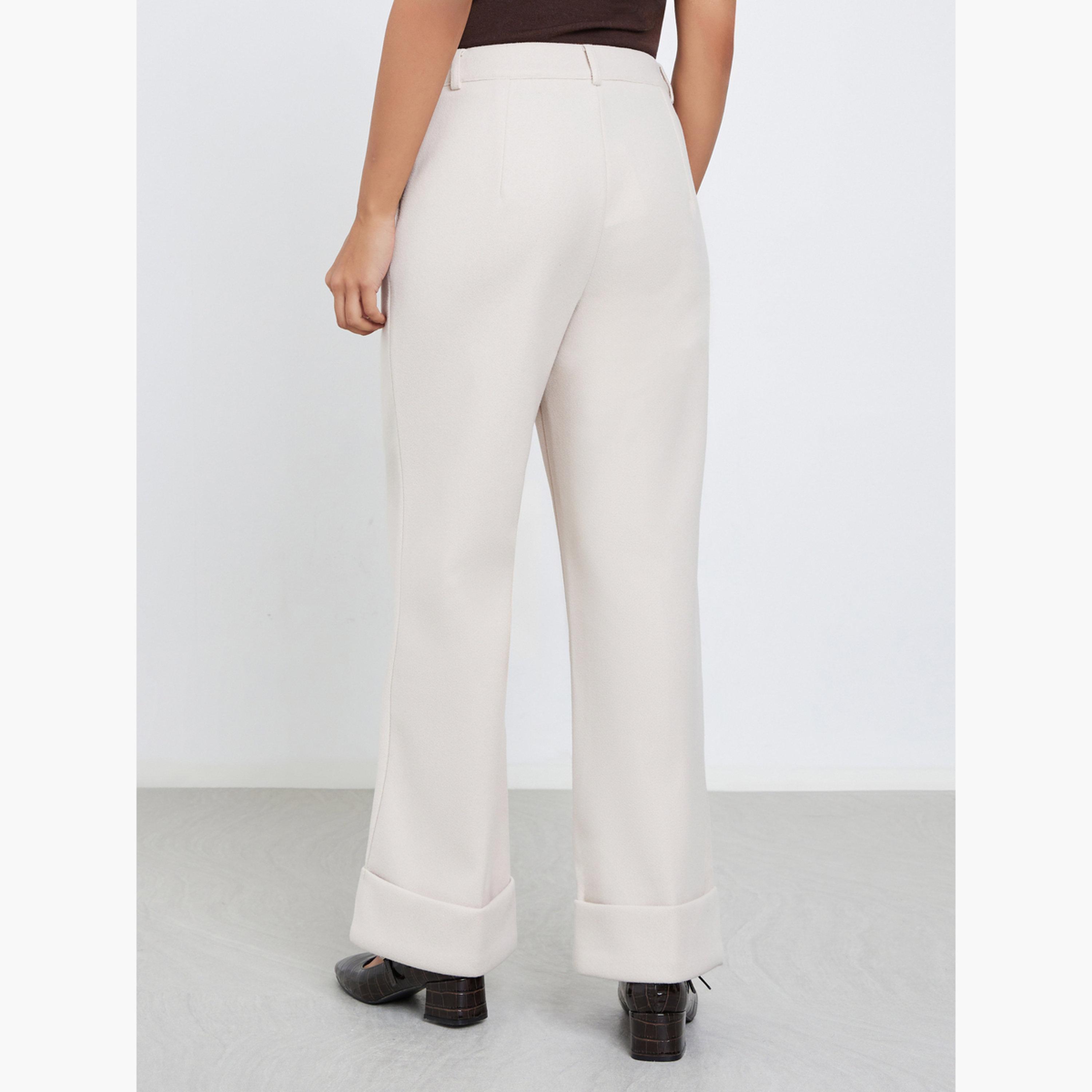 ستايلي - بنطال مستقيم الساق يشبه الصوف باللون البيج للنساء-women-clothing-bottoms-trousers-image-4
