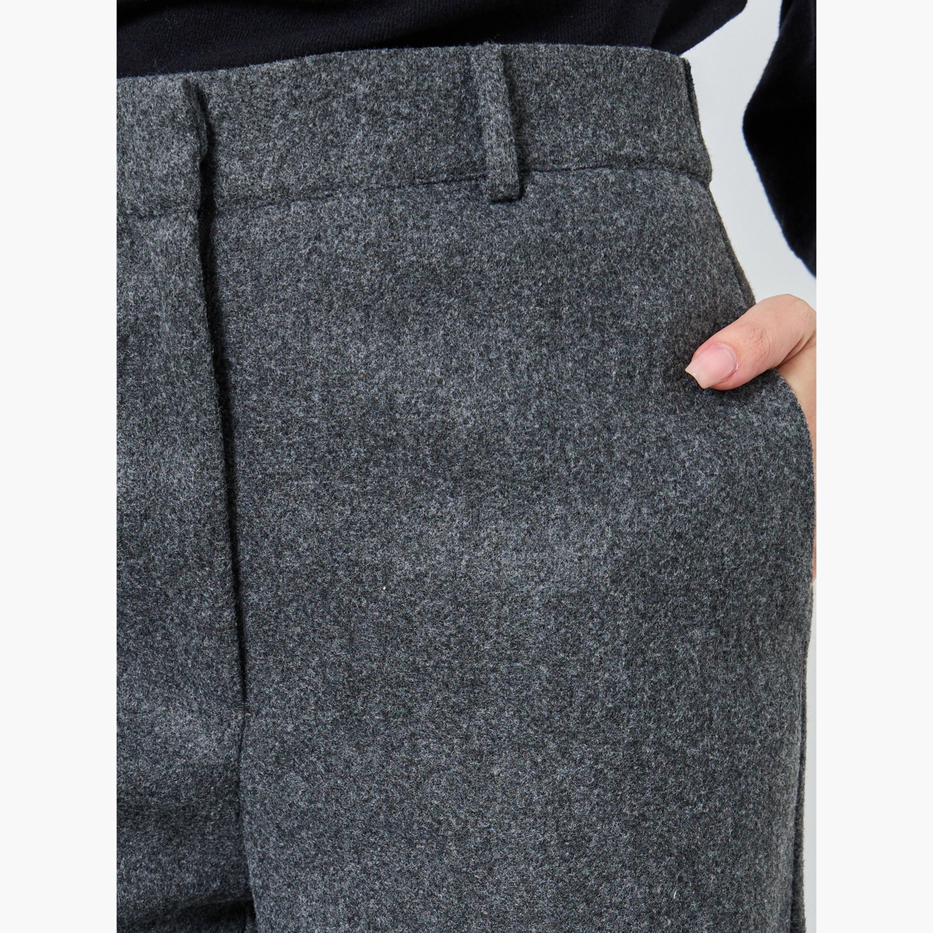 Styli Women Charcoal Wool Like Straight Leg Pants-women-clothing-bottoms-trousers-image-3