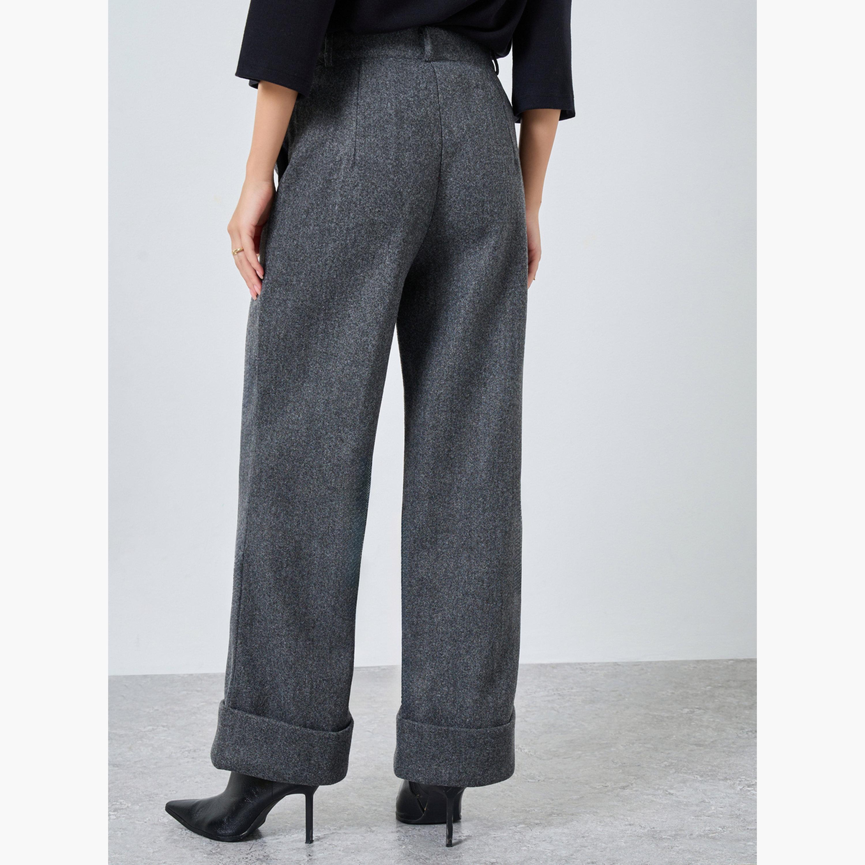 ستايلي - بنطال مستقيم الساق من الصوف الفحمي للنساء-women-clothing-bottoms-trousers-image-4