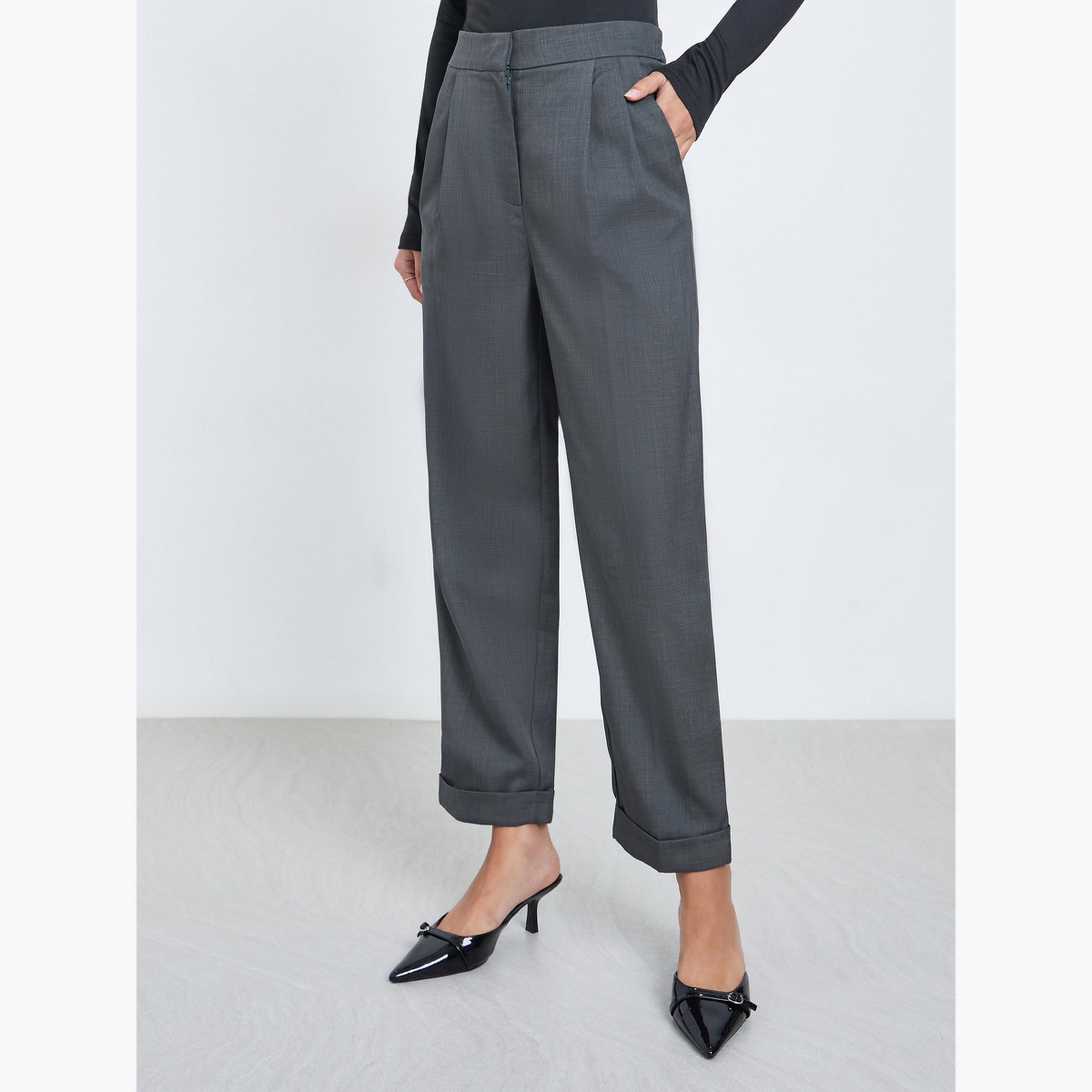 ستايلي - بنطال مدبب بقصّة برميلية بثنيات للنساء-women-clothing-bottoms-trousers-image-1