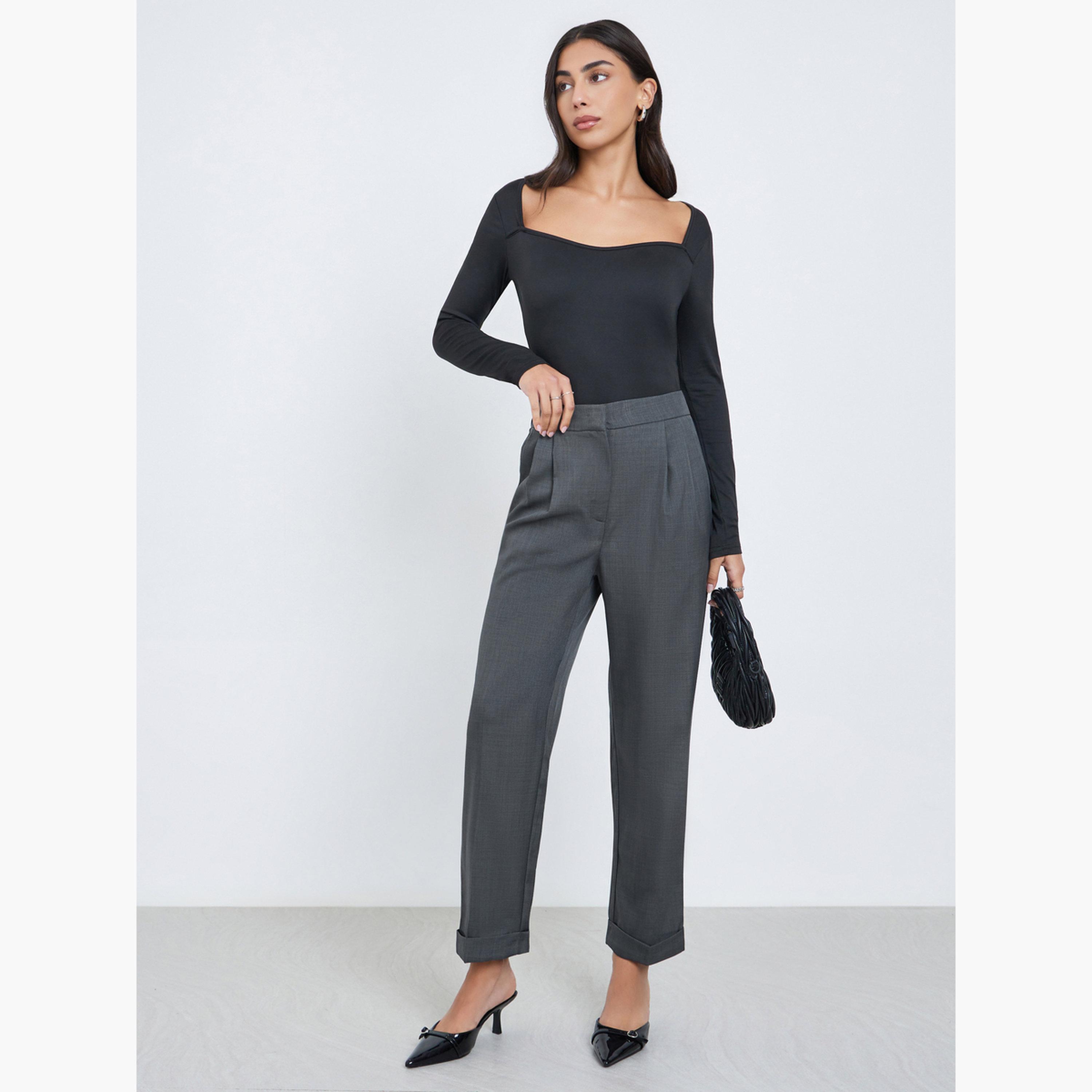 ستايلي - بنطال مدبب بقصّة برميلية بثنيات للنساء-women-clothing-bottoms-trousers-image-2