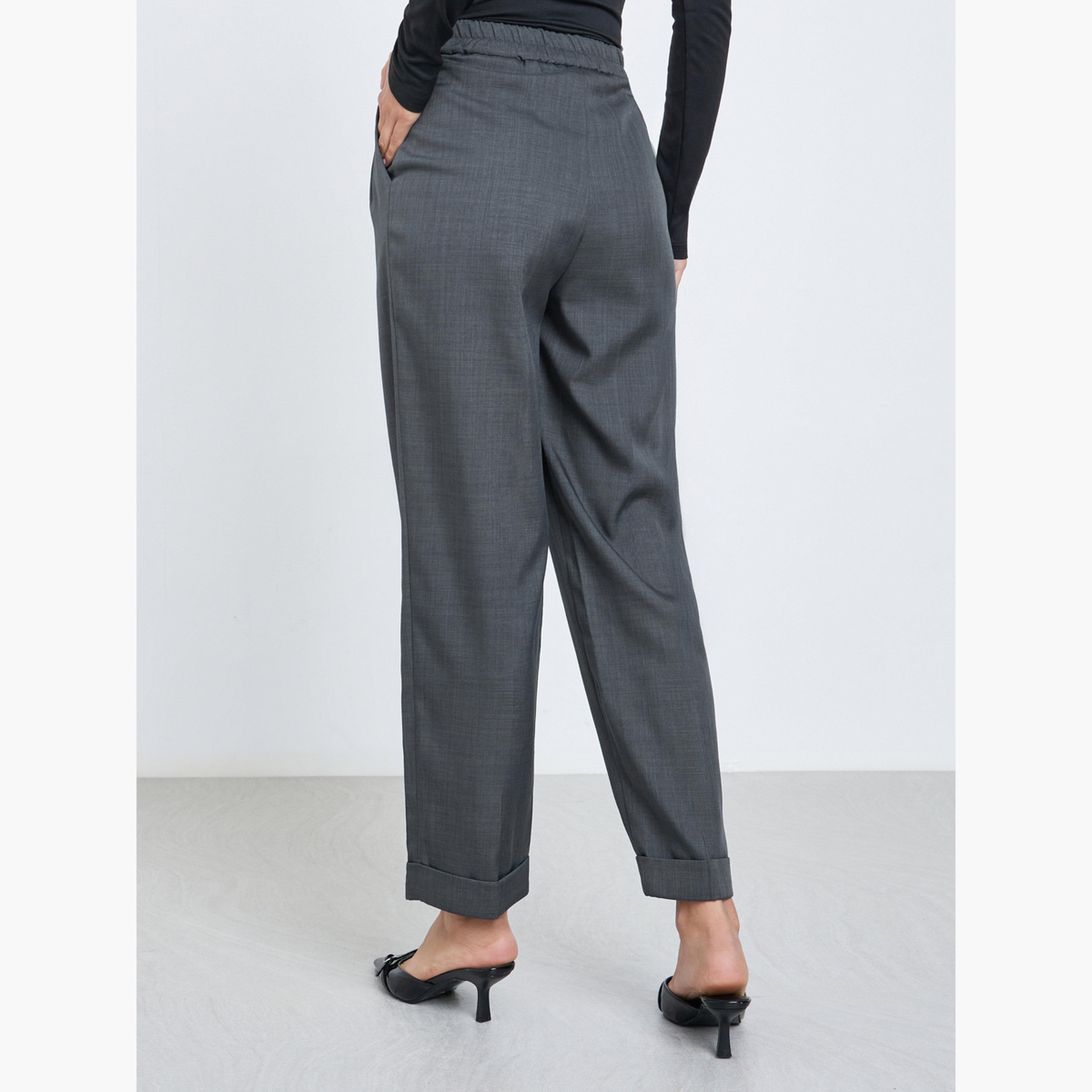 ستايلي - بنطال مدبب بقصّة برميلية بثنيات للنساء-women-clothing-bottoms-trousers-image-4