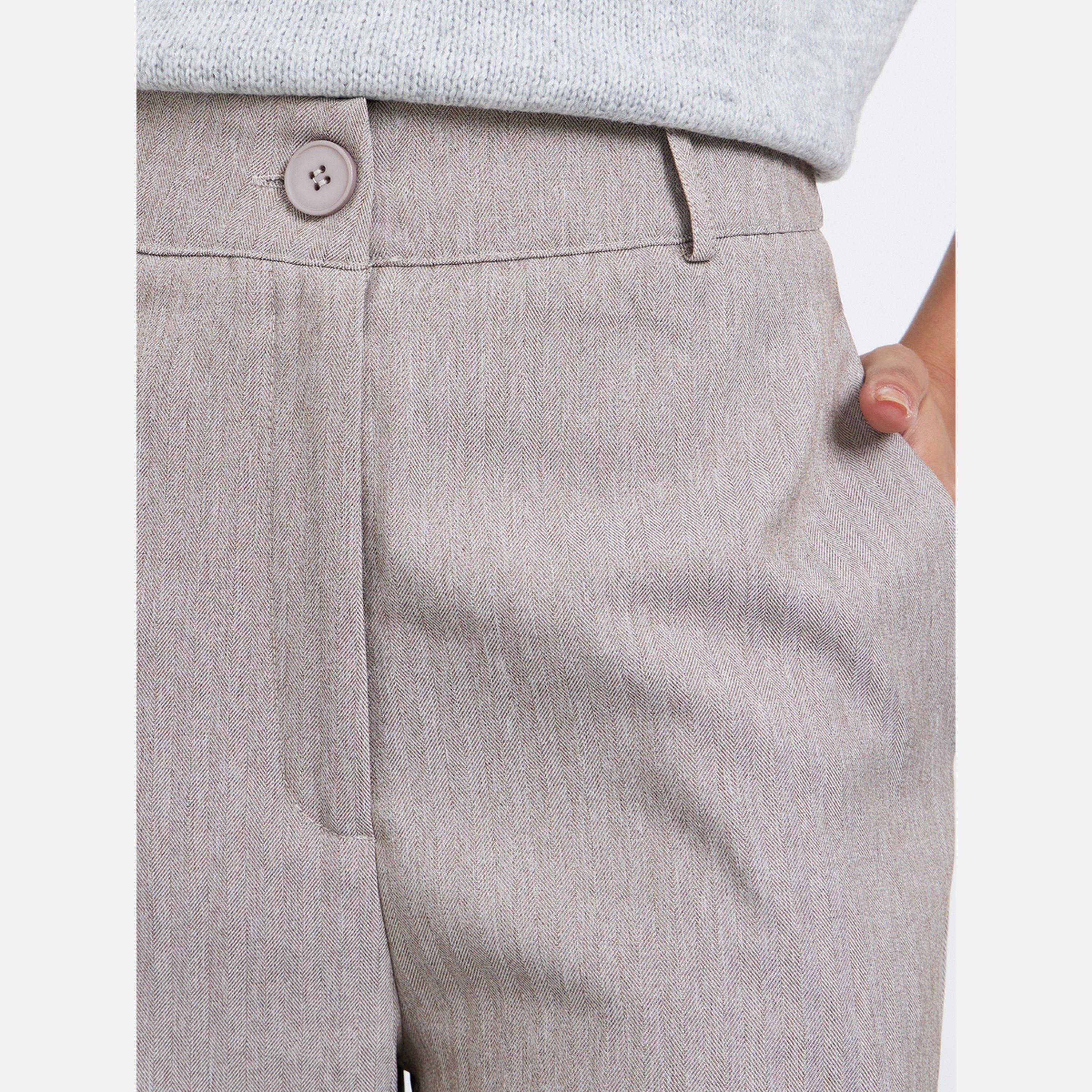 Styli Women Grey Wide Leg Herringbone Weave Trousers-women-clothing-bottoms-trousers-image-3