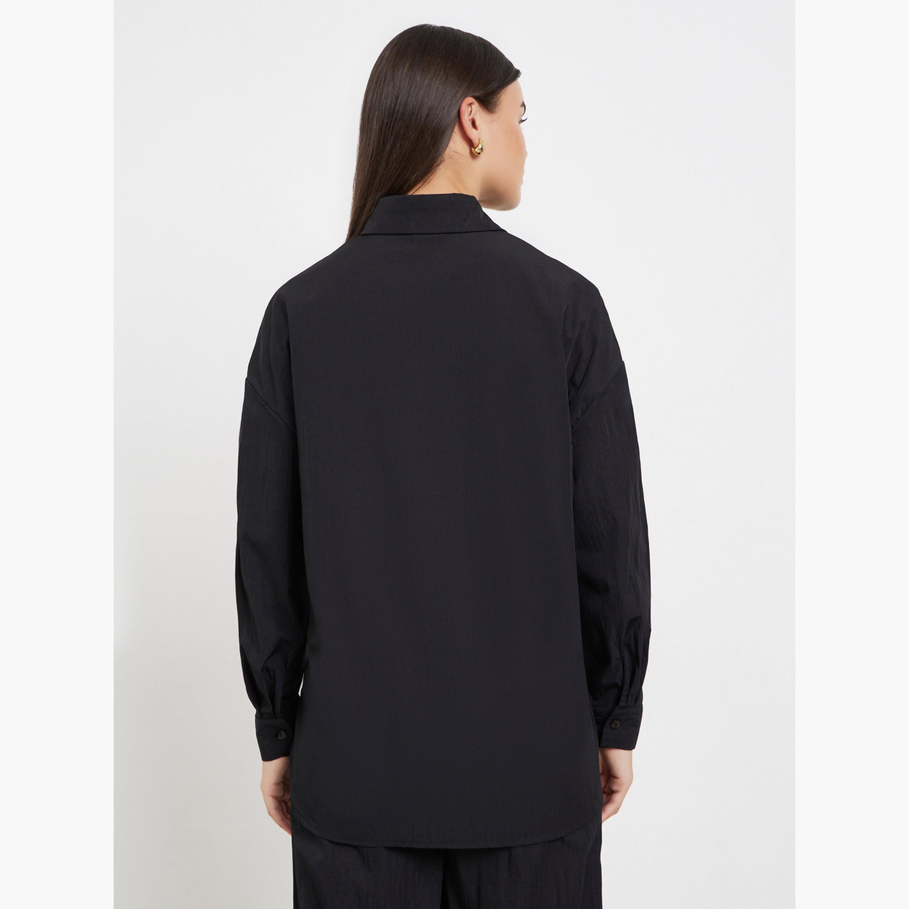 ستايلي - قميص أسود بأكمام طويلة للنساء-women-clothing-shirtsandblouses-shirts-image-4