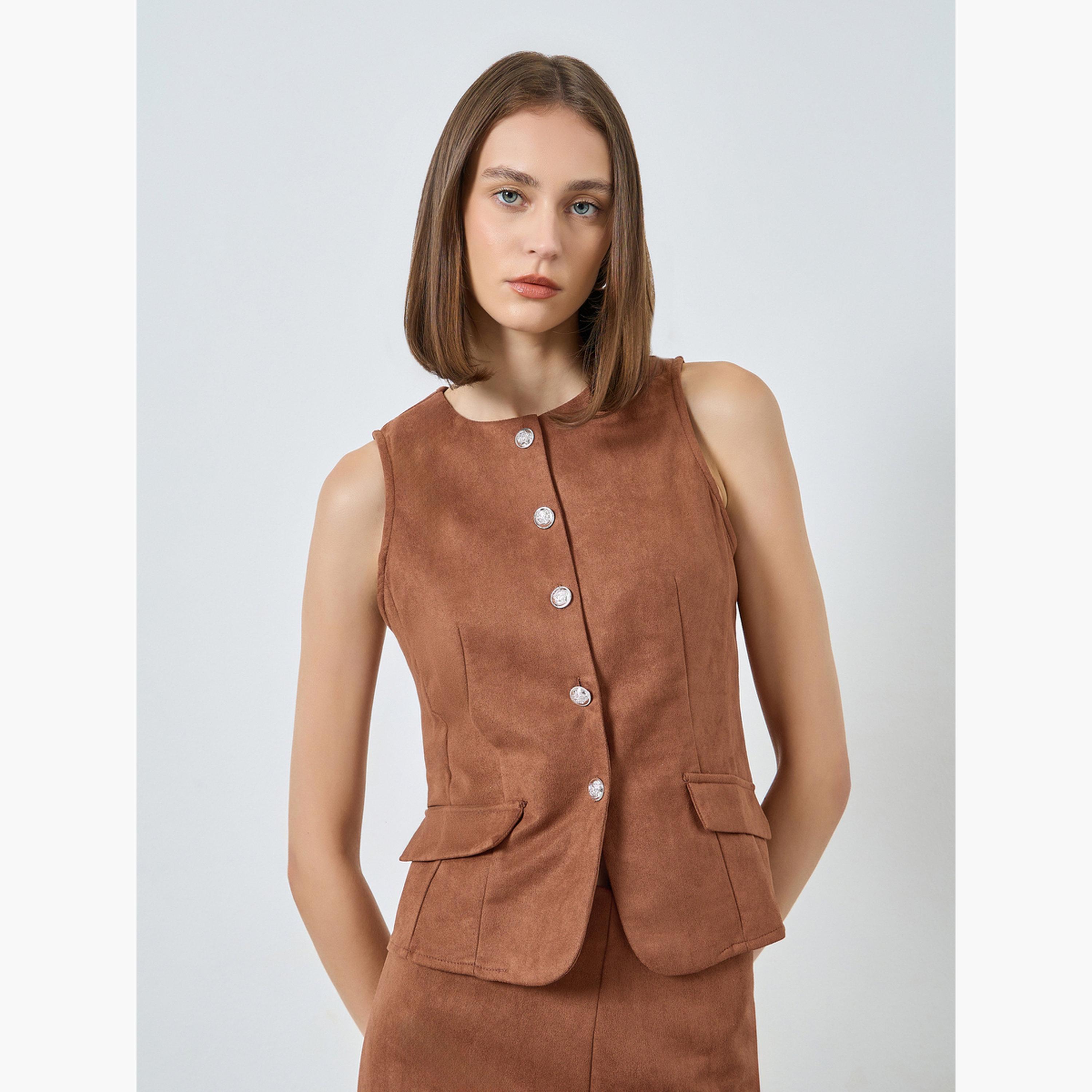 ستايلي - سترة بدون أكمام بمظهر جلد سويدي-women-clothing-shirtsandblouses-blouses-image-1