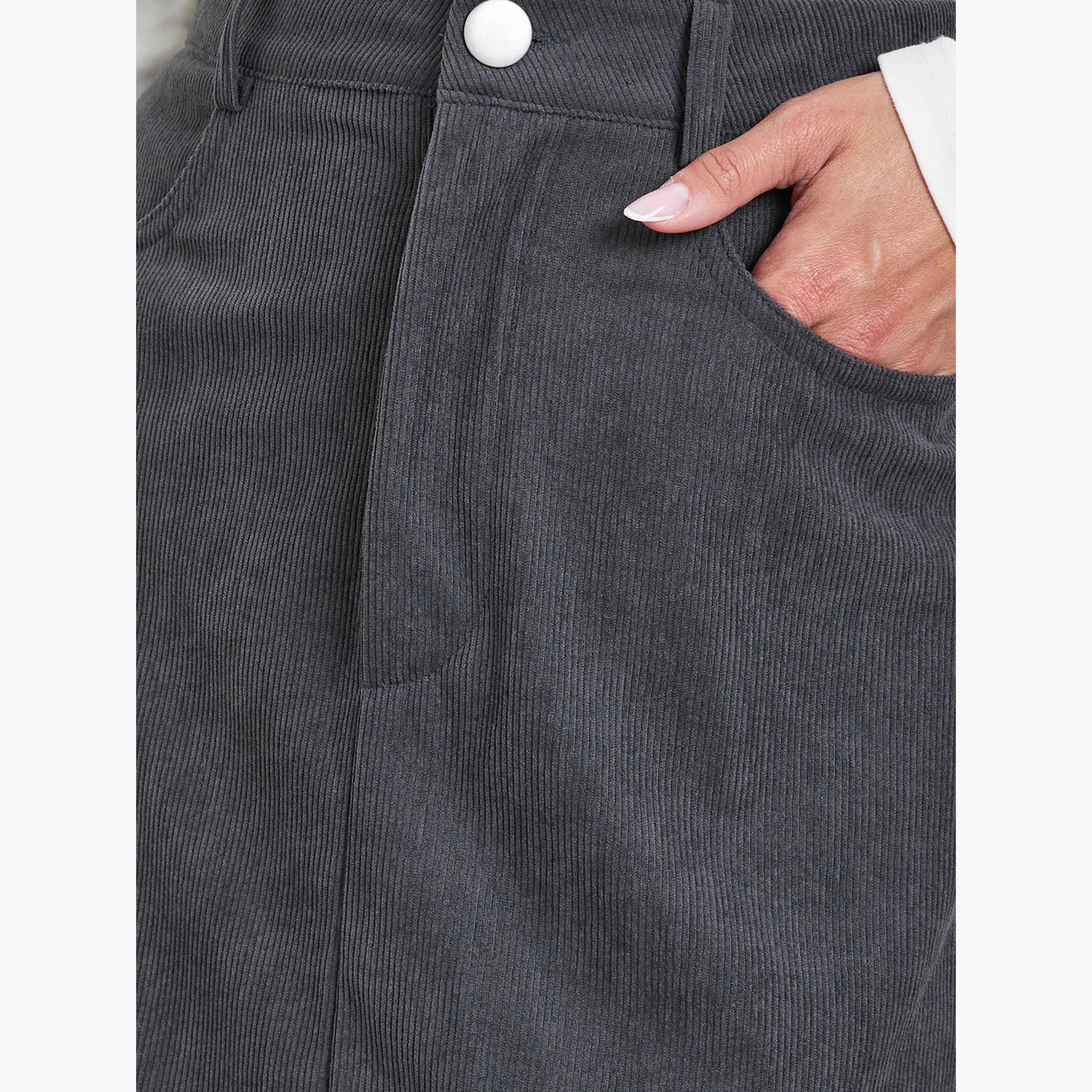 ستايلي - تنورة ماكسي مخملية بفتحة خلفية للنساء-women-clothing-bottoms-skirts-image-3